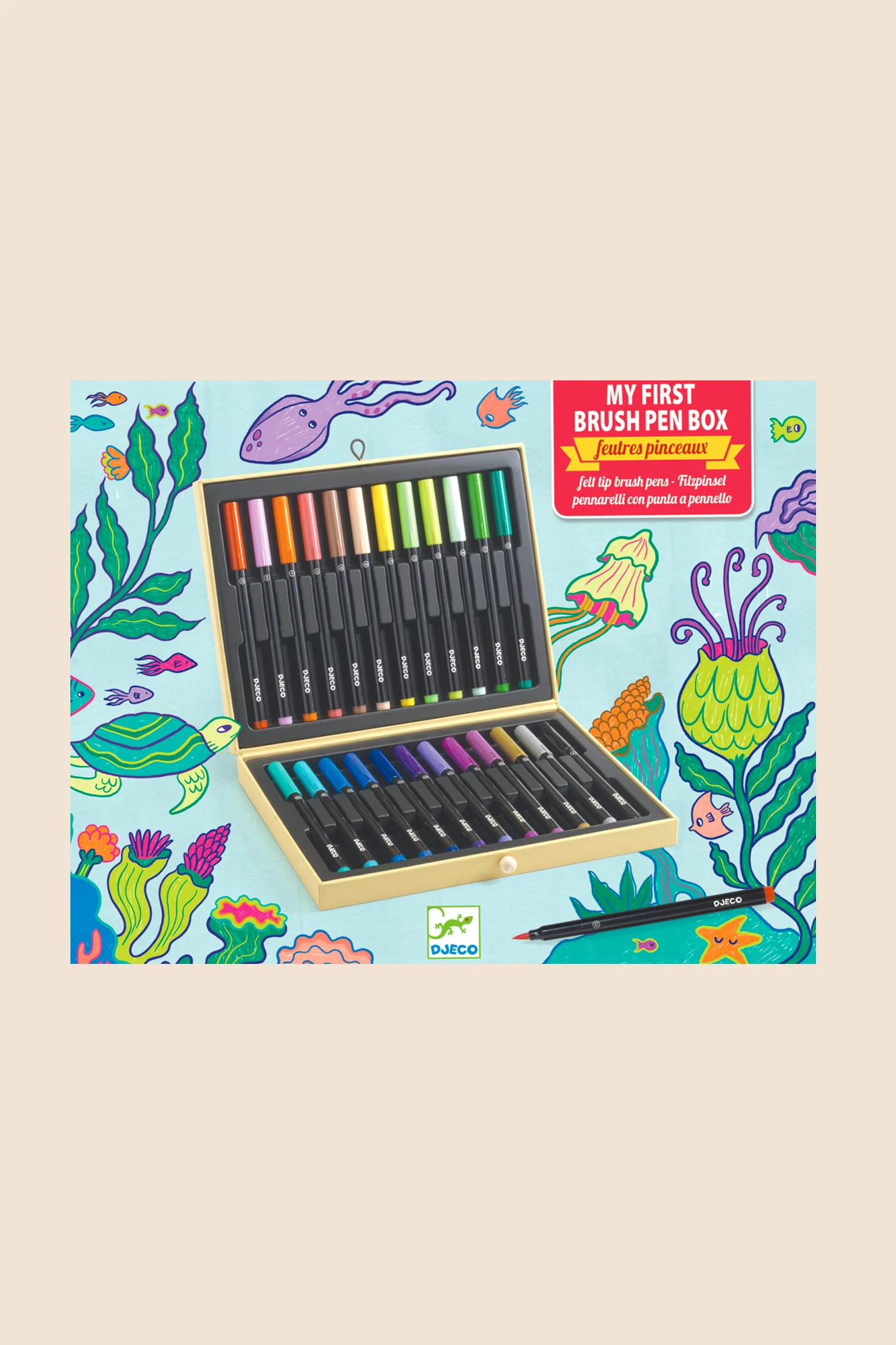 Djeco - 24 Felt Tip Brush Pens , My First Brush Pen Box