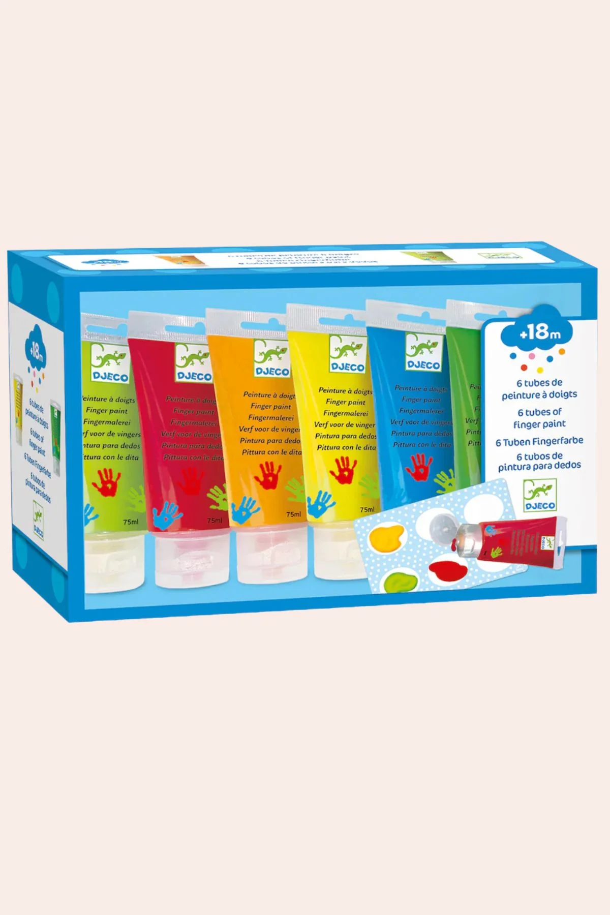 Djeco - 6 Tubes of Finger Paint - Green, Red, Orange, Yellow, Blue - Image 2