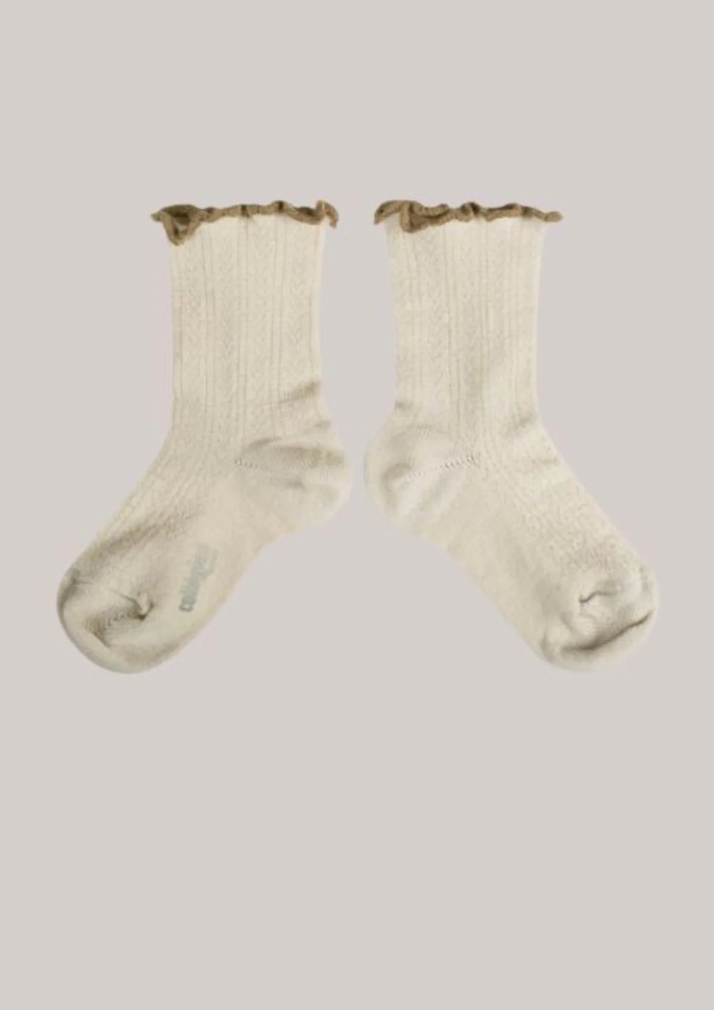 Collégien X Strawberries & Cream - Ambre Lettuce Trim Pointelle Merino Wool Socks - Doux Agneaux