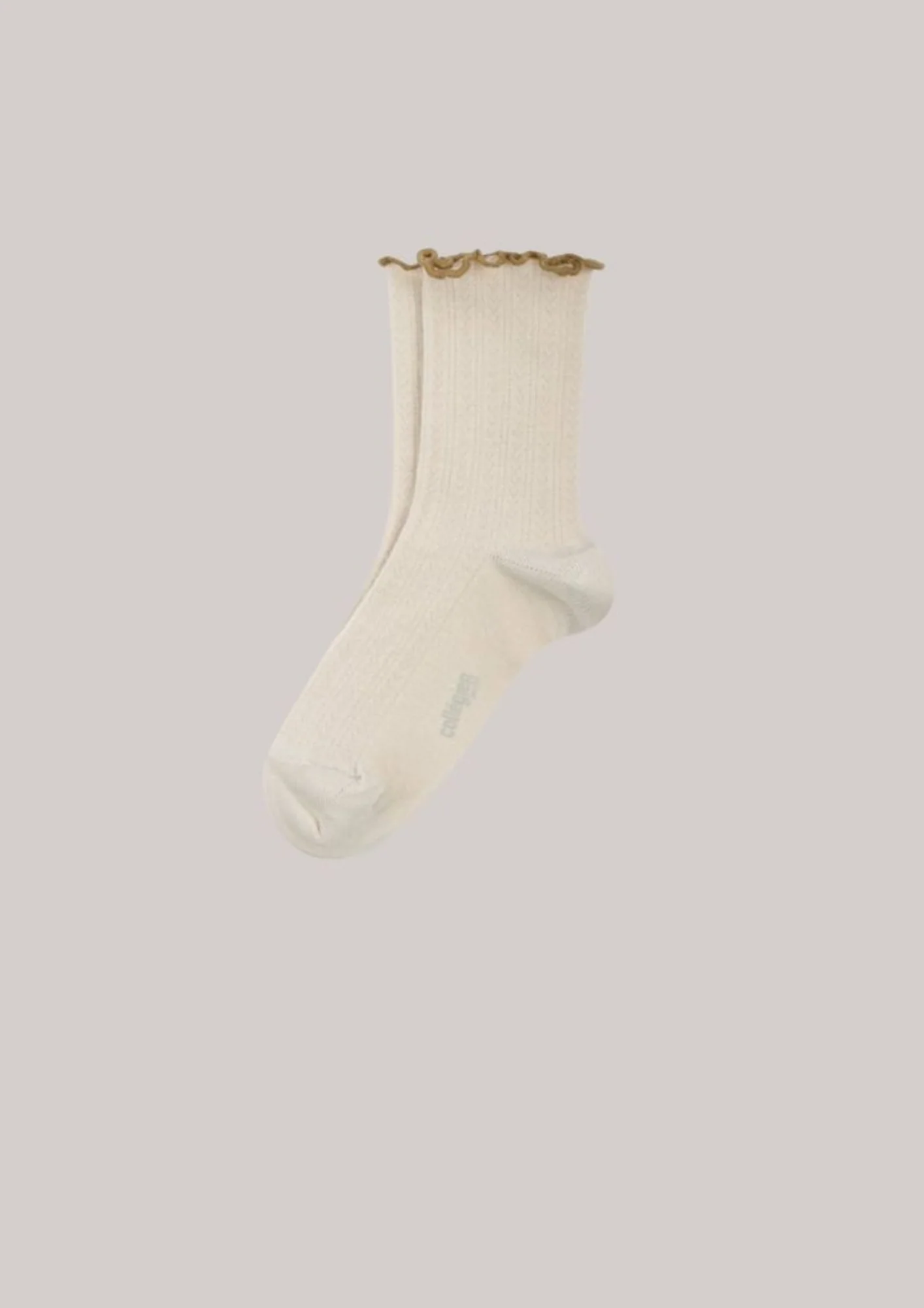 Collégien X Strawberries & Cream - Ambre Lettuce Trim Pointelle Merino Wool Socks - Doux Agneaux - Image 2