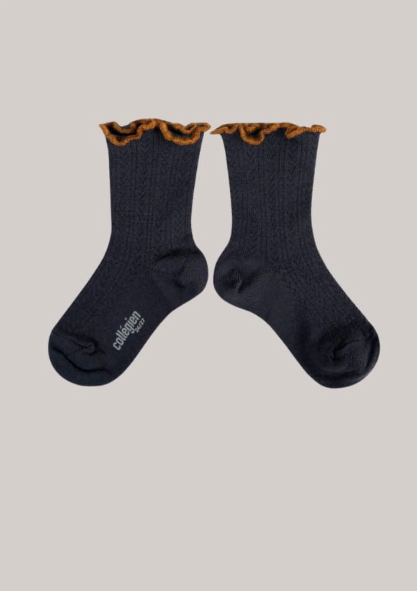 Collégien X Strawberries & Cream - Ambre Lettuce Trim Pointelle Merino Wool Socks - Pierre de Volvic -