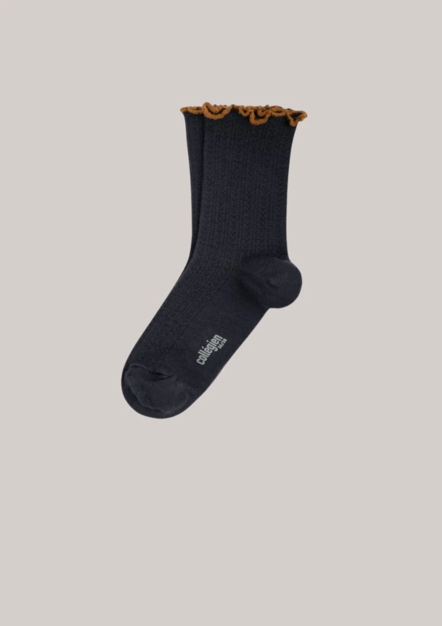Collégien X Strawberries & Cream - Ambre Lettuce Trim Pointelle Merino Wool Socks - Pierre de Volvic - - Image 2