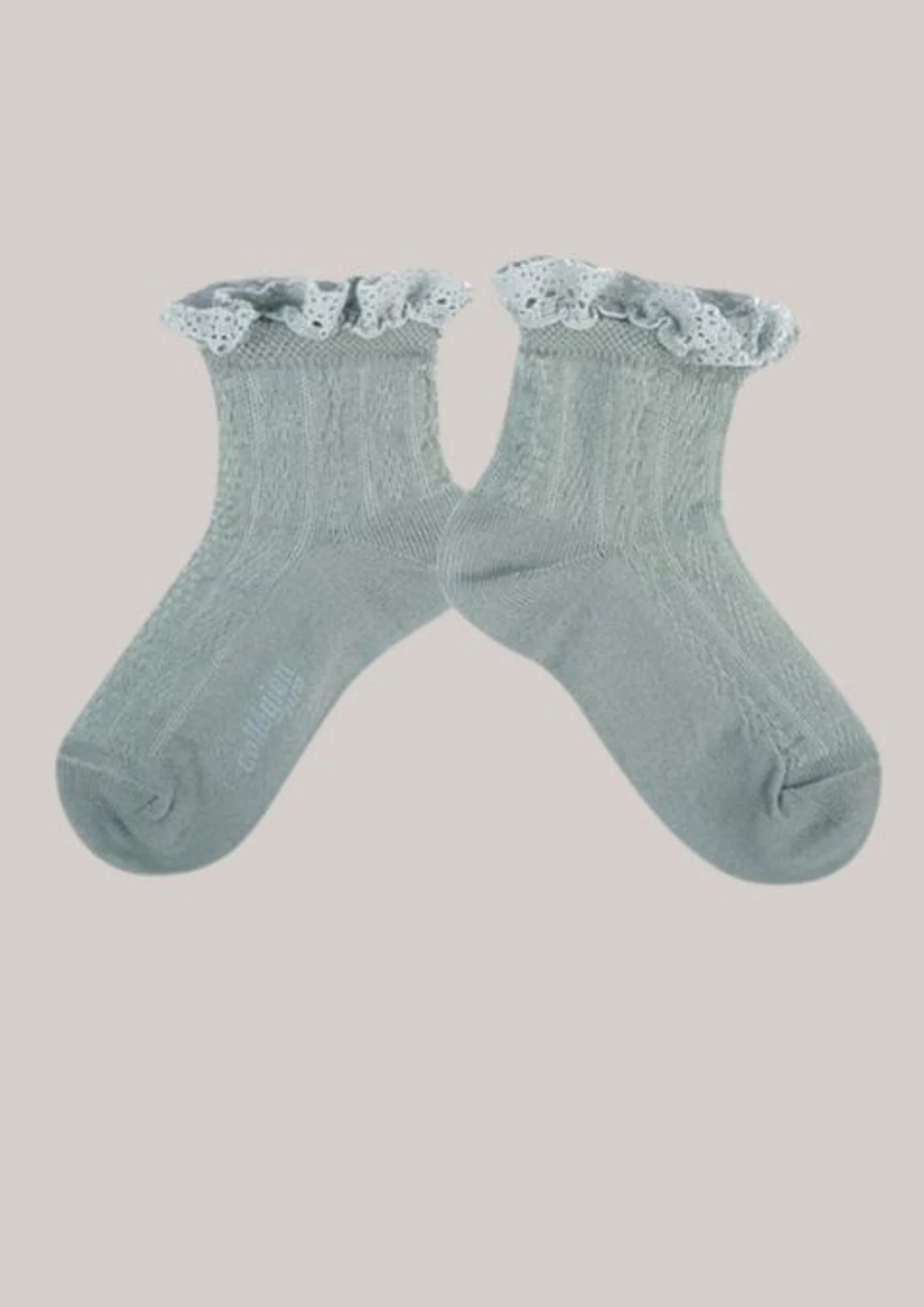 Collégien X Strawberries & Cream - Annette Aigue Marine Ankle Socks with Lace