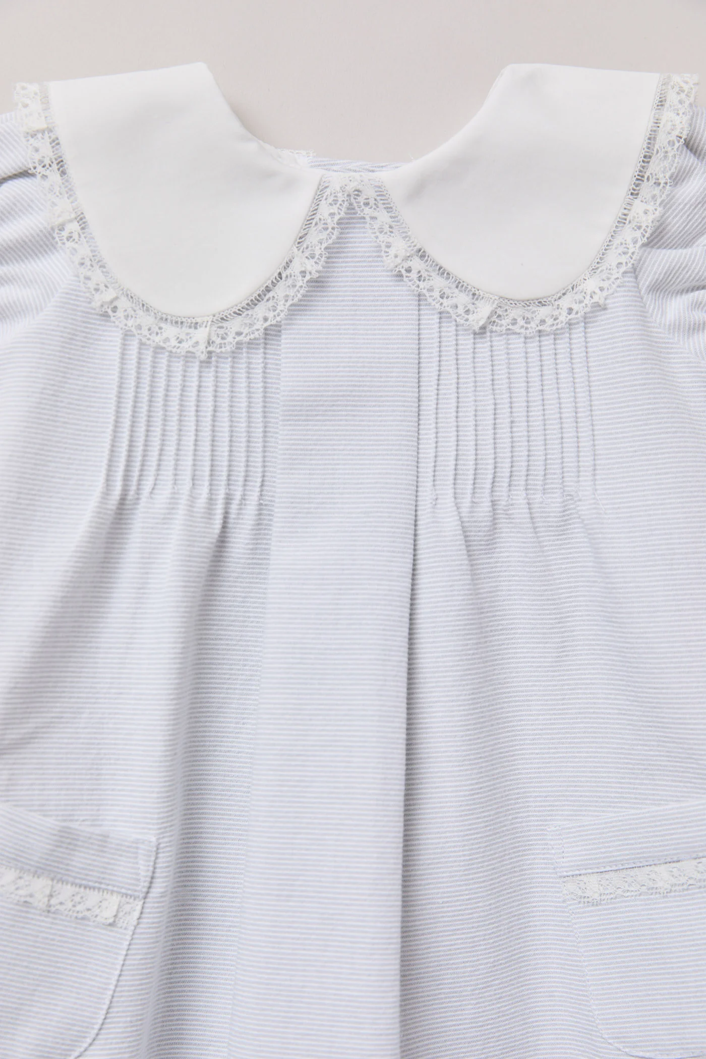 Baby Bubble Dress in Plain Grey Stripes - Image 3