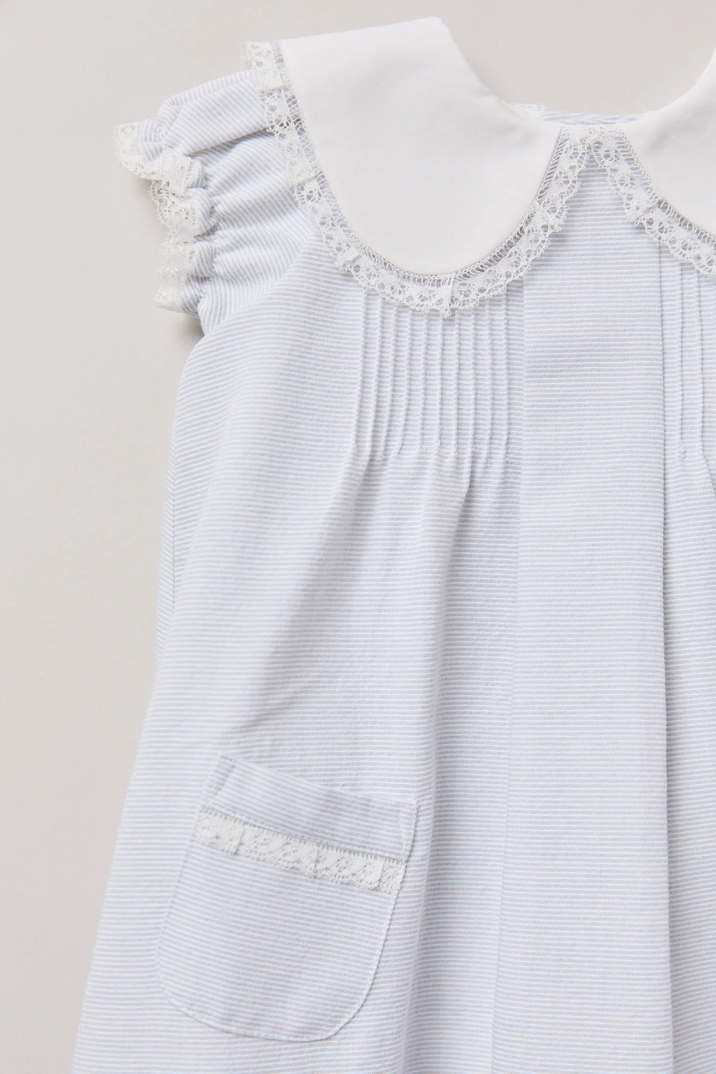 Baby Bubble Dress in Plain Grey Stripes - Image 4