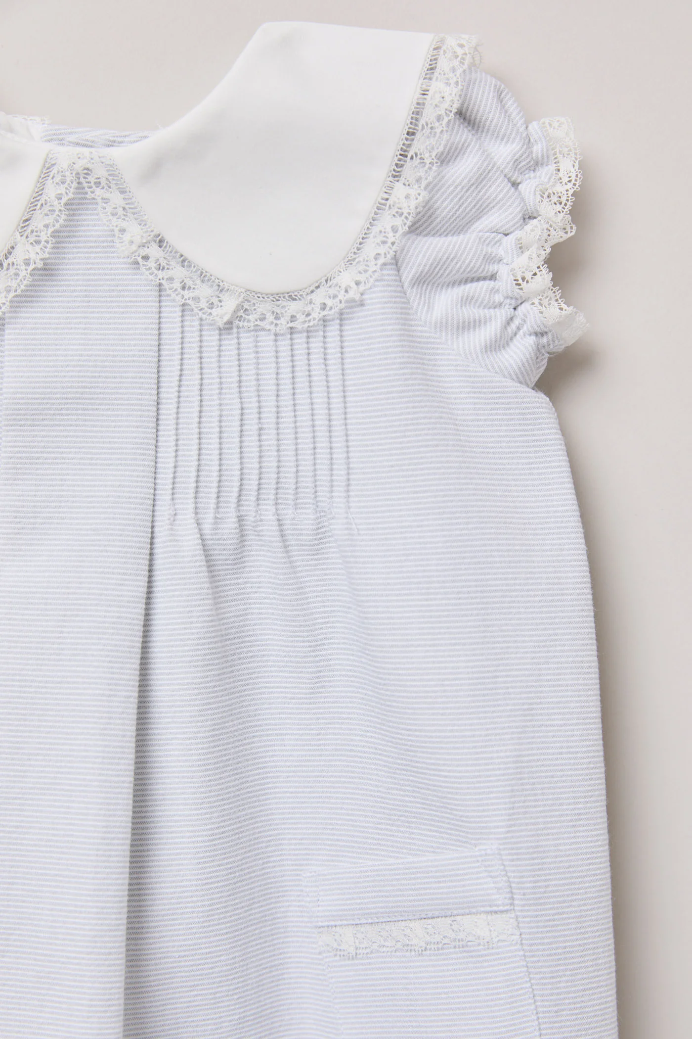 Baby Bubble Dress in Plain Grey Stripes - Image 5