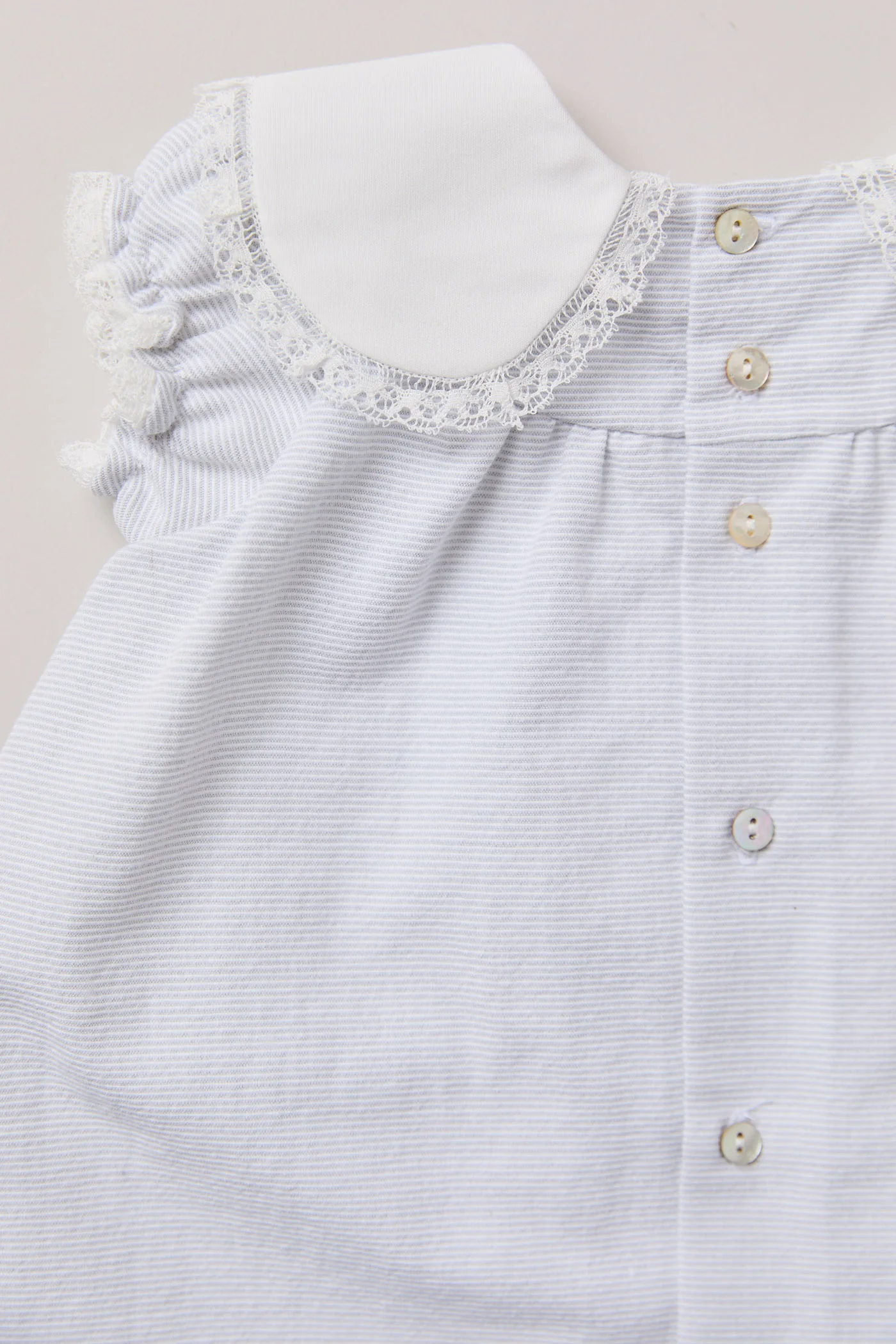 Baby Bubble Dress in Plain Grey Stripes - Image 7