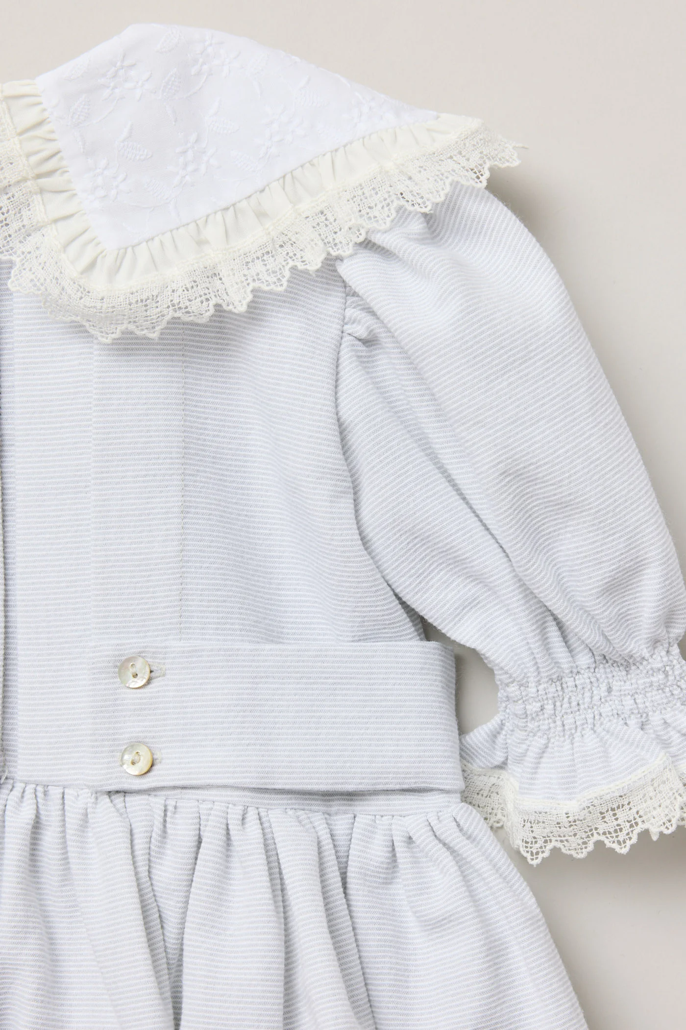 Baby Piano Dress in Light Grey Stripe - Image 7