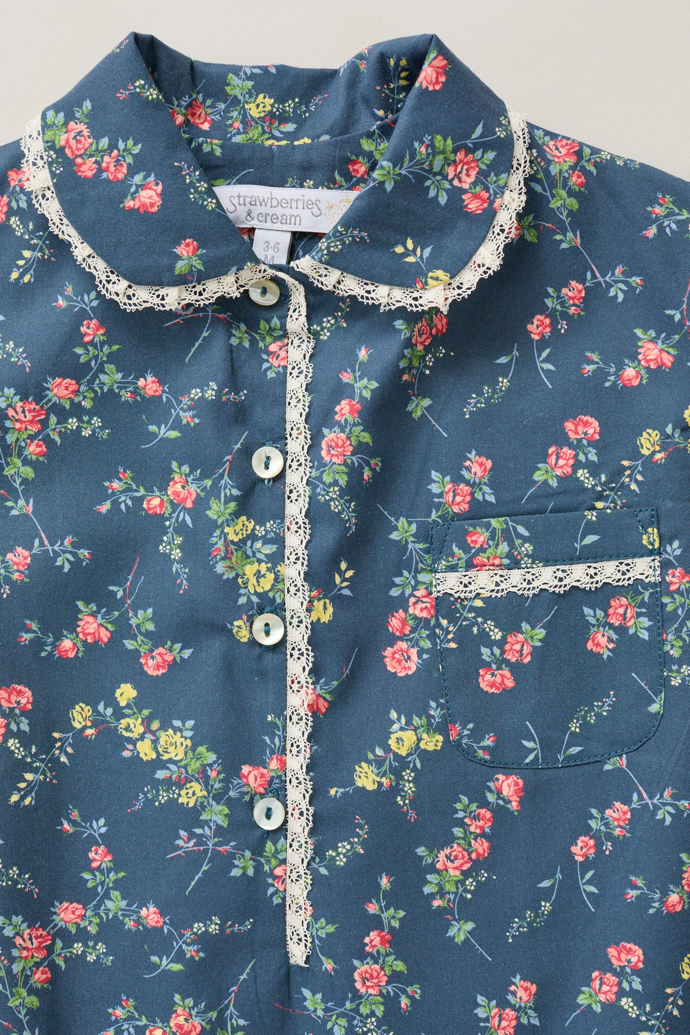 Baby Pyjama in Blue Rose Garden Liberty - Image 3