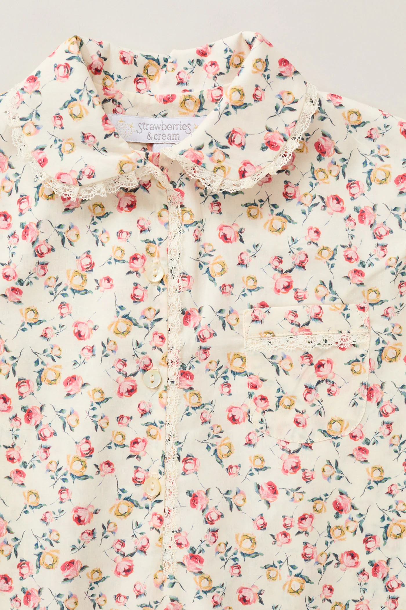 Baby Pyjama in Liberty Print - Cream Rosebuds - Image 3