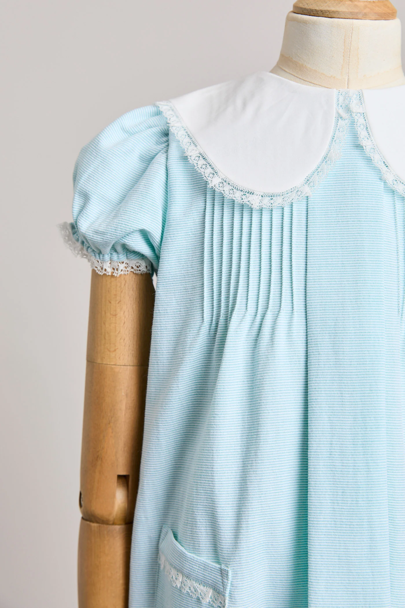 Bubble Dress Plain Blue Stripes - Image 6