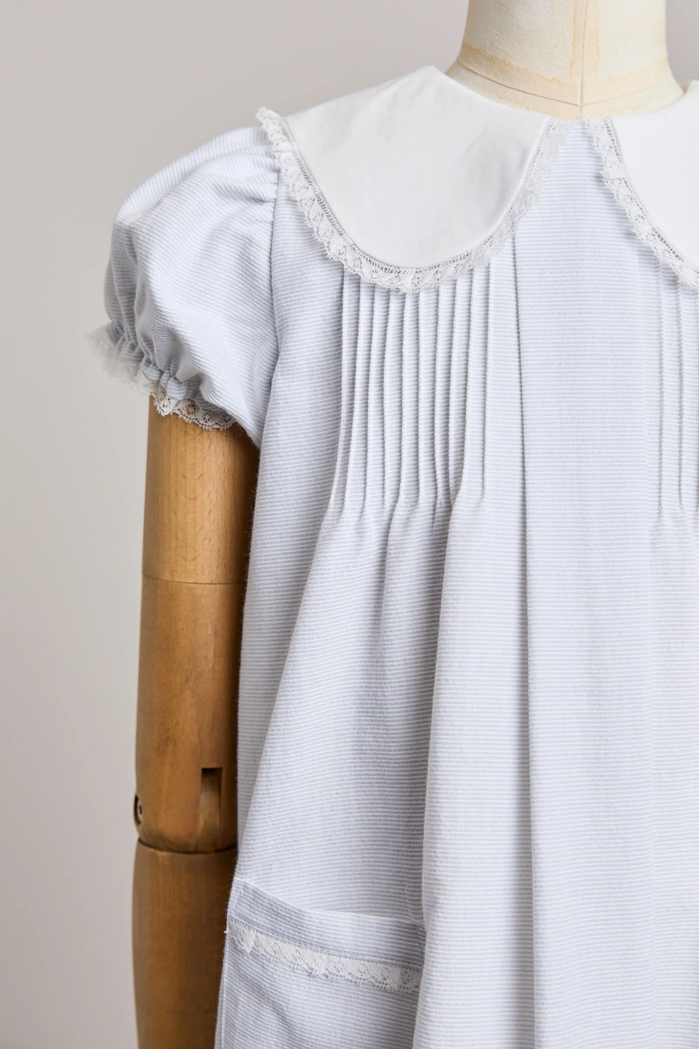 Bubble Dress in Plain Stripes Grey - Image 5