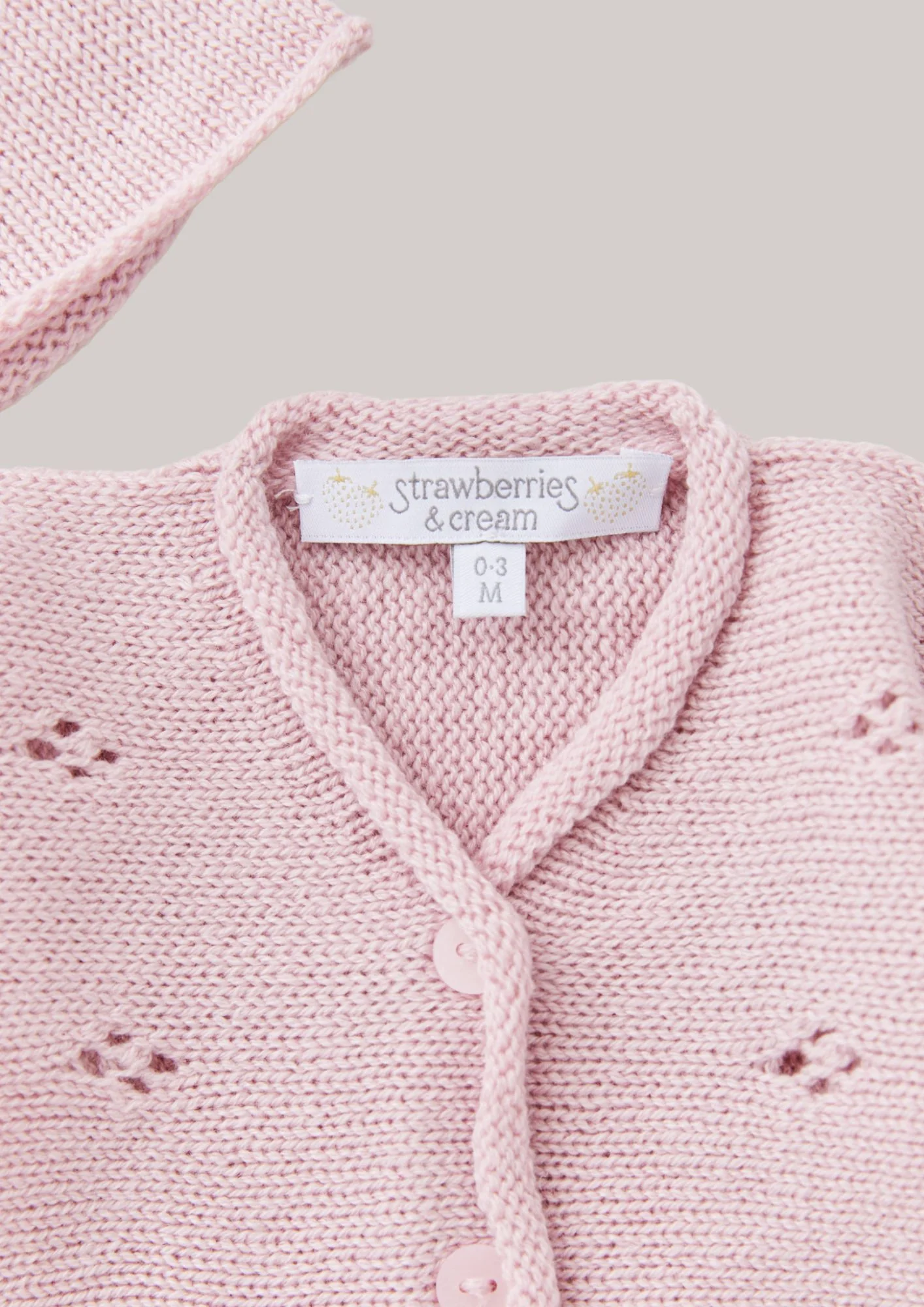Cashmere Diamond Cardigan 3 Pieces Set in Dusty Pink - Image 3