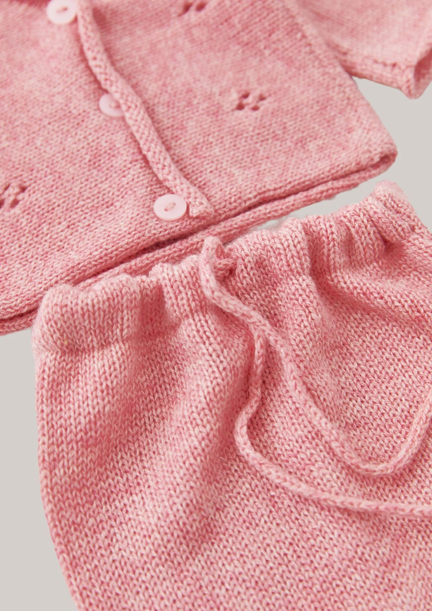 Cashmere Diamond Cardigan 3 Pieces Set in Rose Pink - Image 2