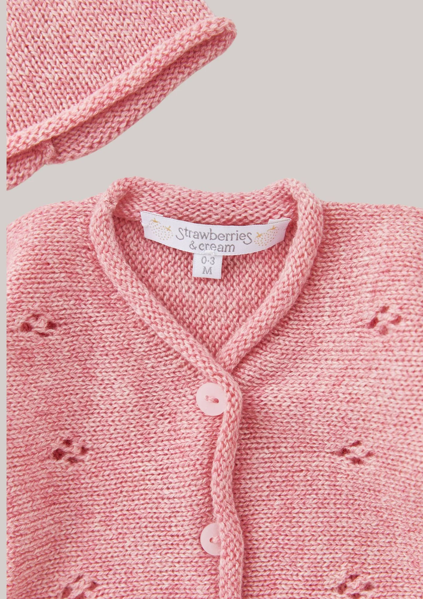 Cashmere Diamond Cardigan 3 Pieces Set in Rose Pink - Image 3