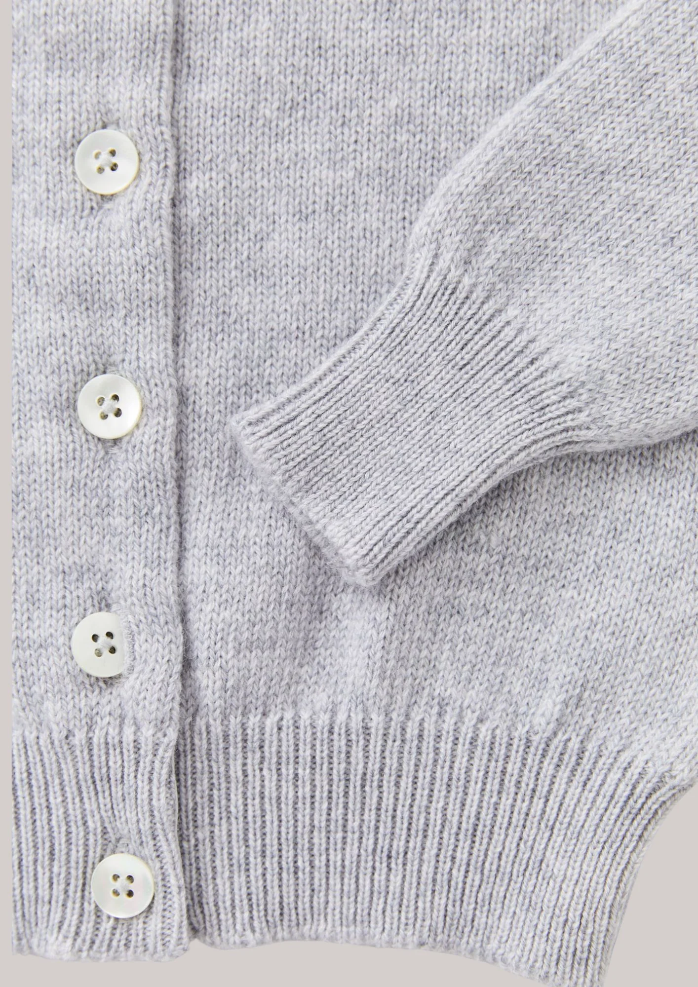Cashmere Round Neck Cardigan Fog - Image 3