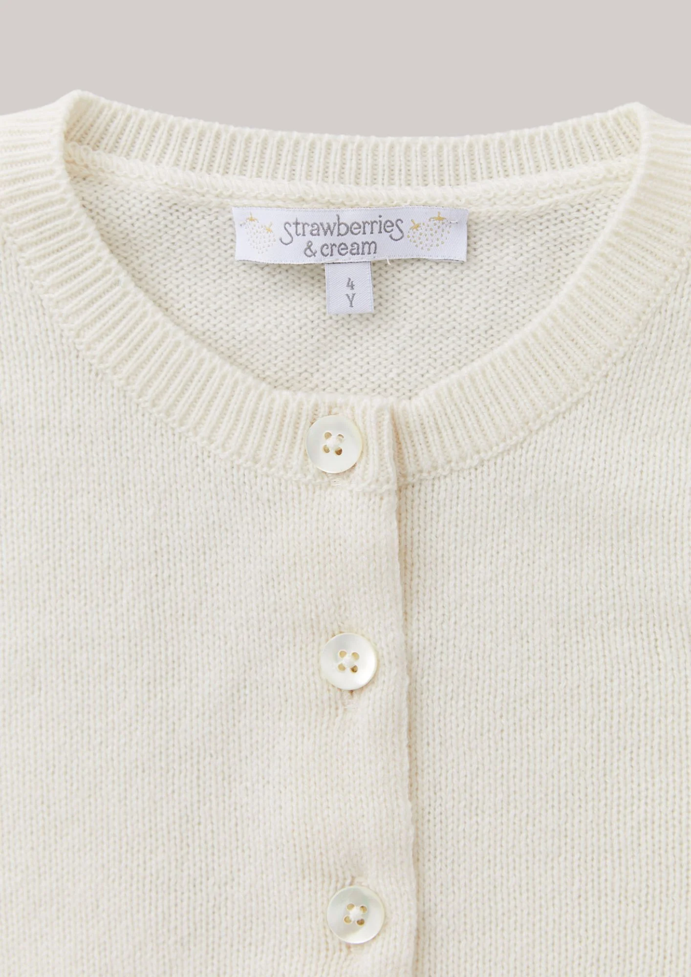 Cashmere Round Neck Cardigan White - Image 3
