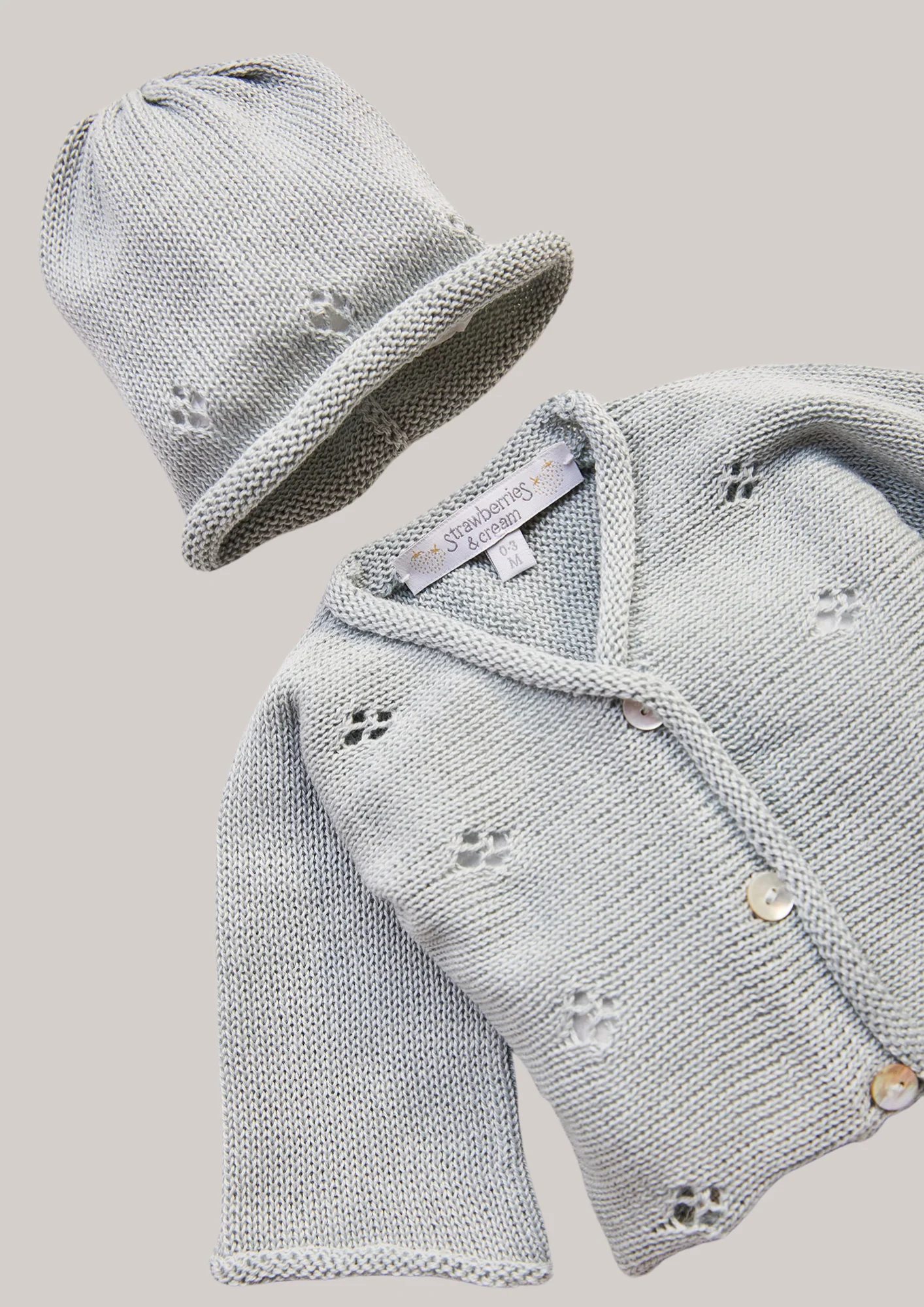 Cotton Cardigan and Hat Set in Blue Green - Image 2