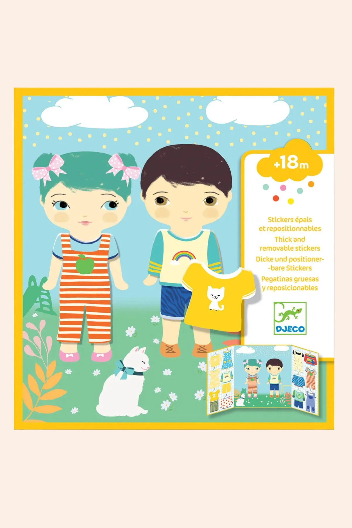 Djeco - Create with Stickers - Thick and Removable Stickers - Clothes