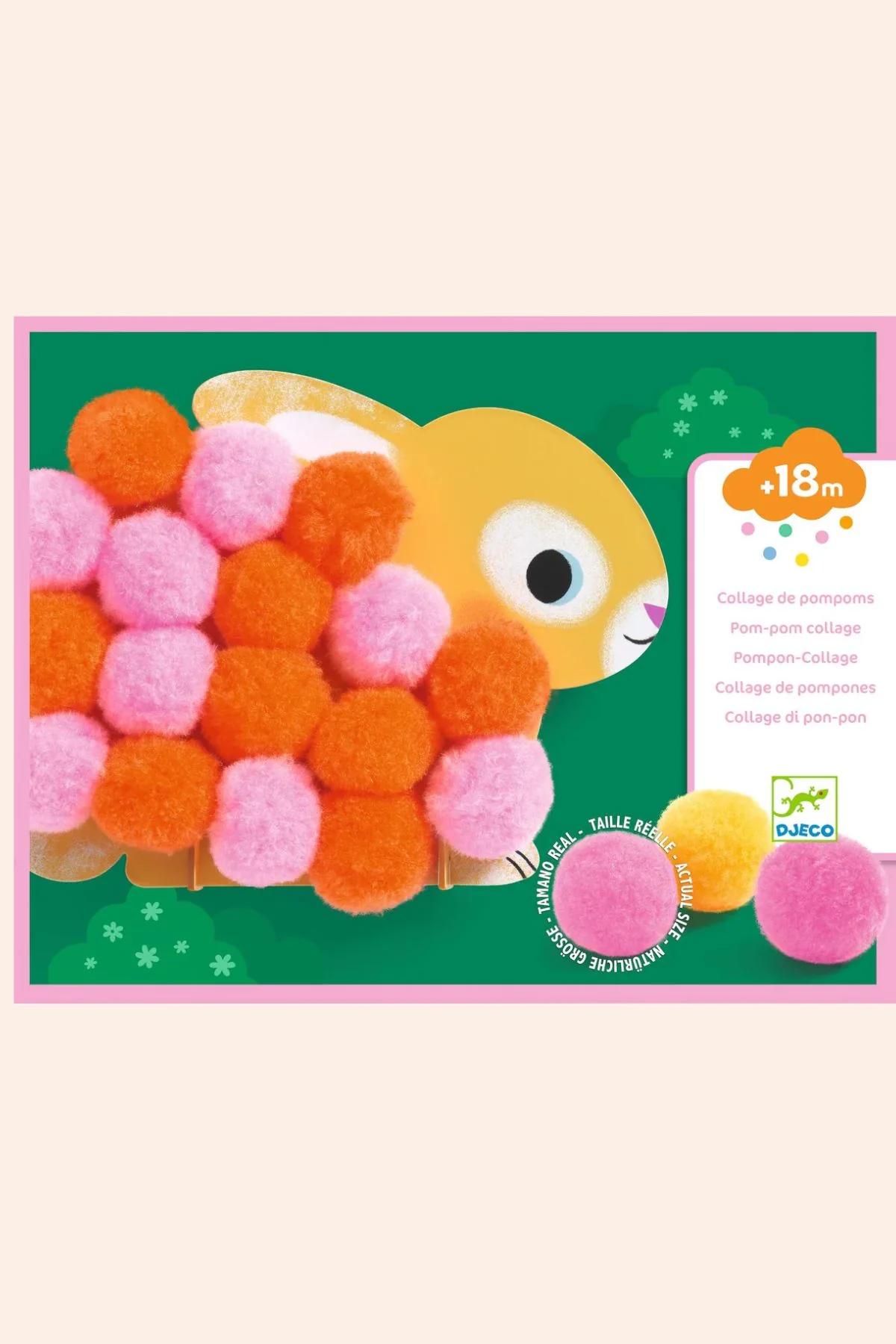 Djeco - Pom-Pom Collage - Animals and Fuzzy Circles