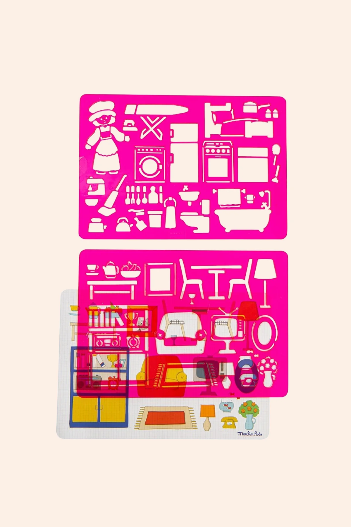 Moulin Roty - Drawing Stencil Sets - In The House - Image 2