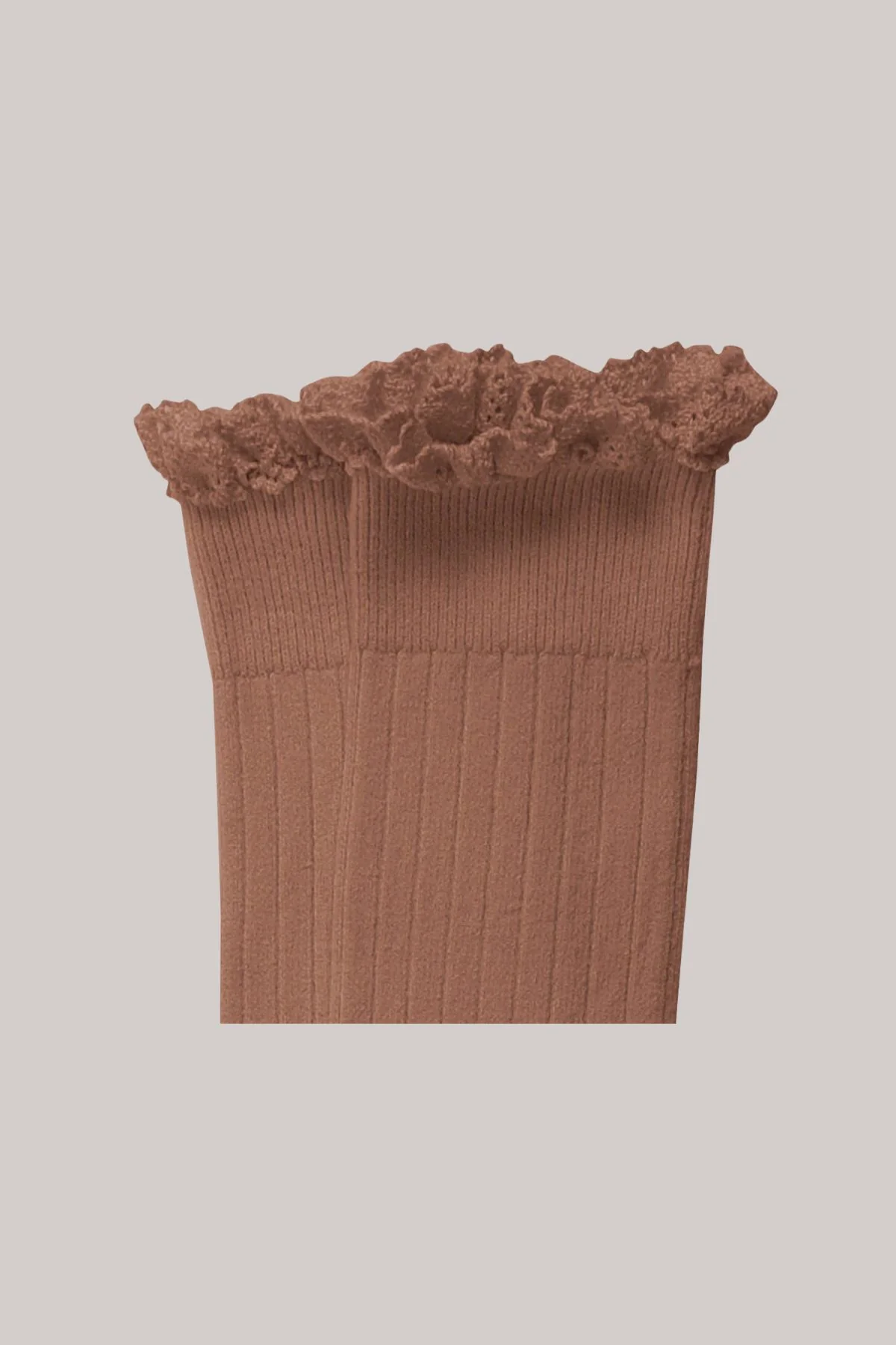 Collégien X Strawberries & Cream - Joséphine Knee Socks with Lace - Caramel Au Beurre Sal - Image 2