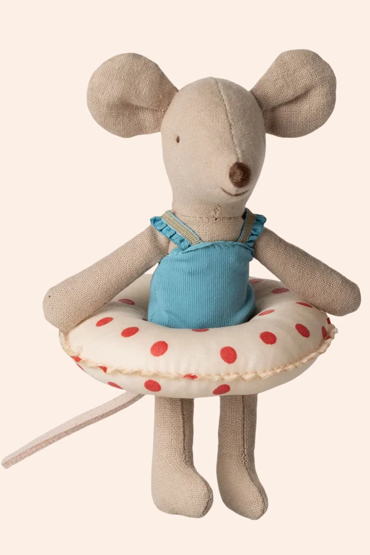 Maileg - Beach mouse with float - Little sister - Red dots