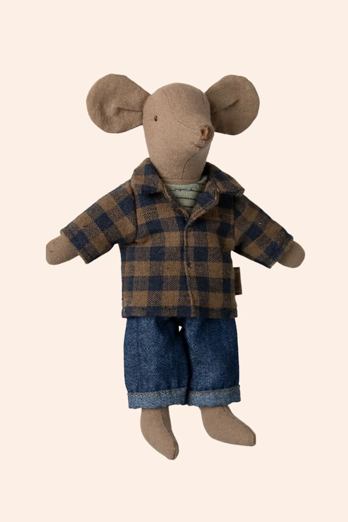 Maileg - Dad Mouse - Brown checked shirt and pants - Image 2