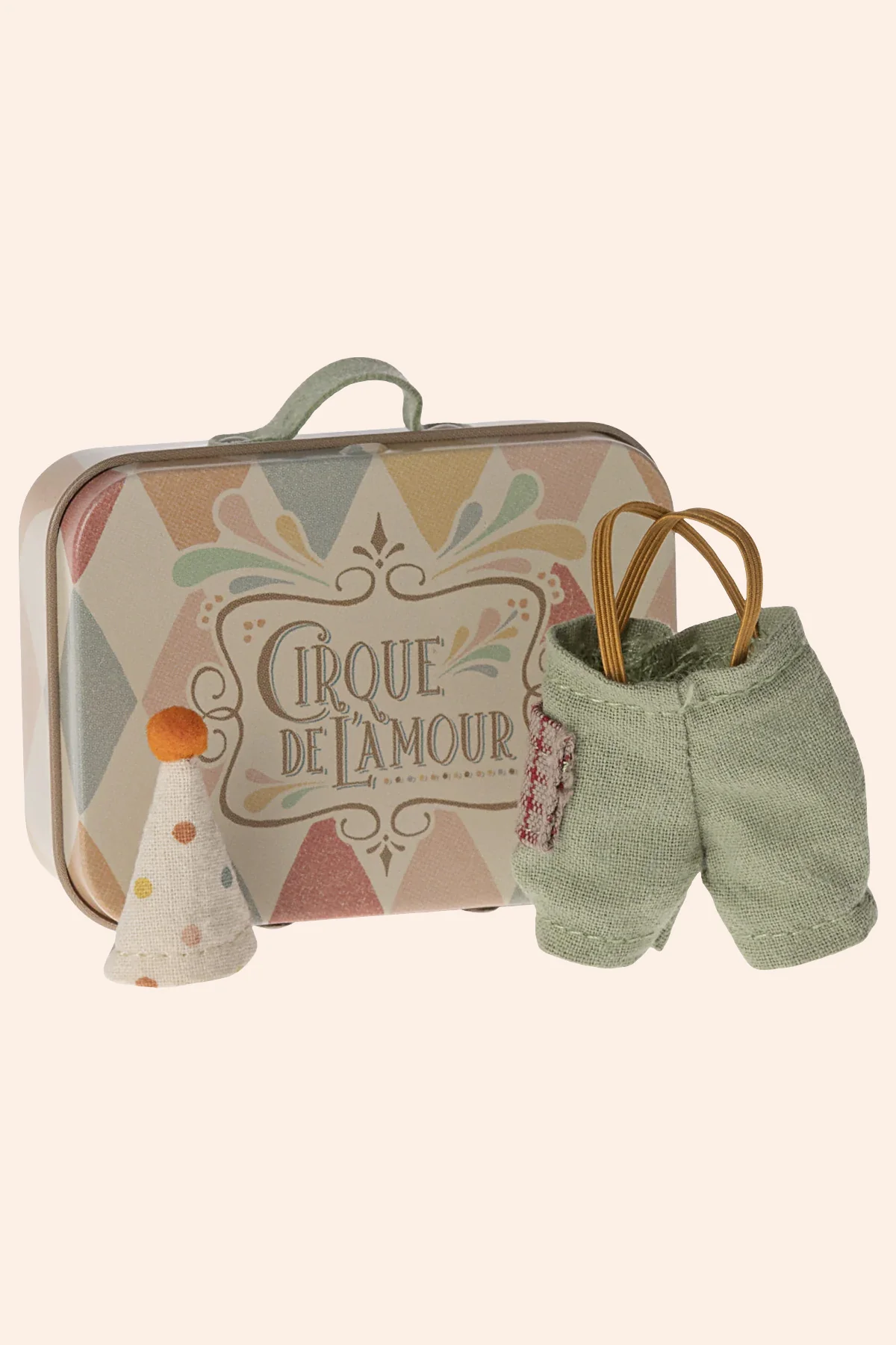 Maileg -  Clown clothes in suitcase - Little brother mouse