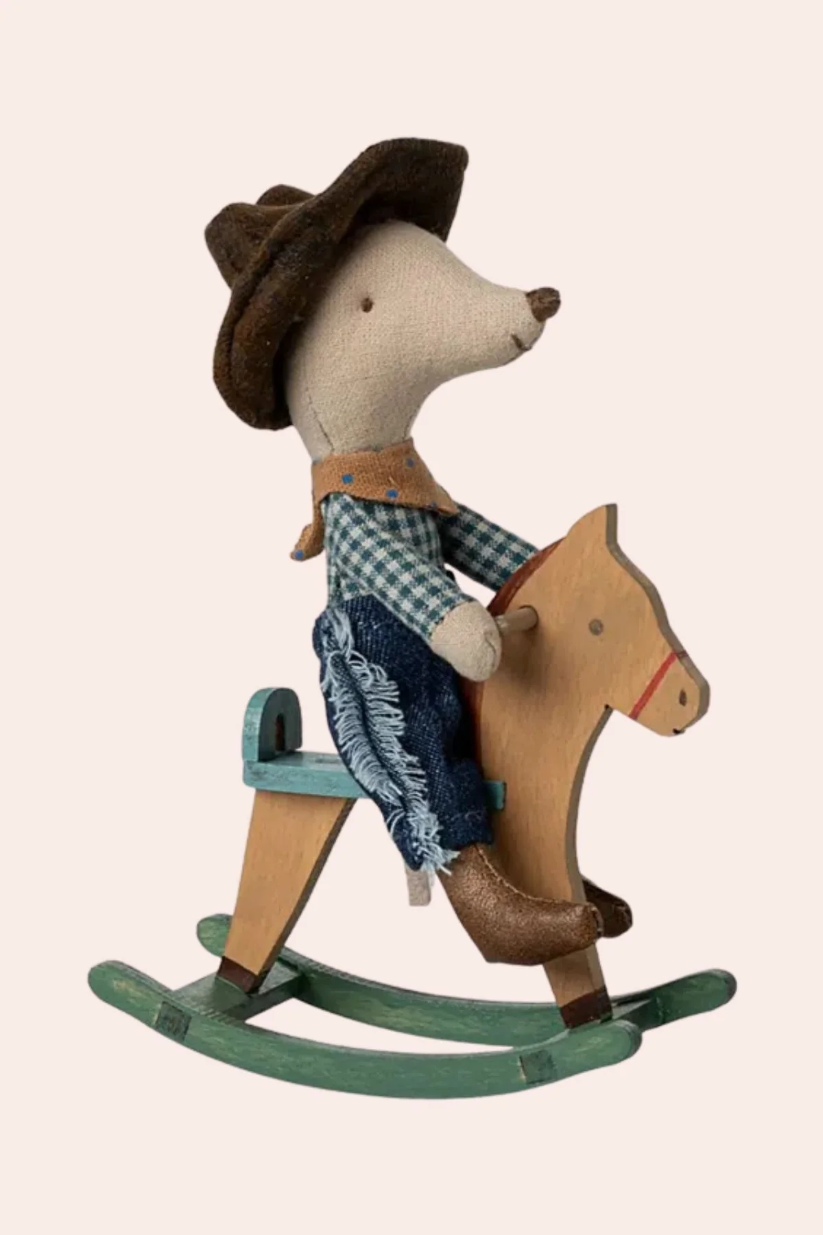 Maileg - Cowboy mouse on rocking horse, Little brother