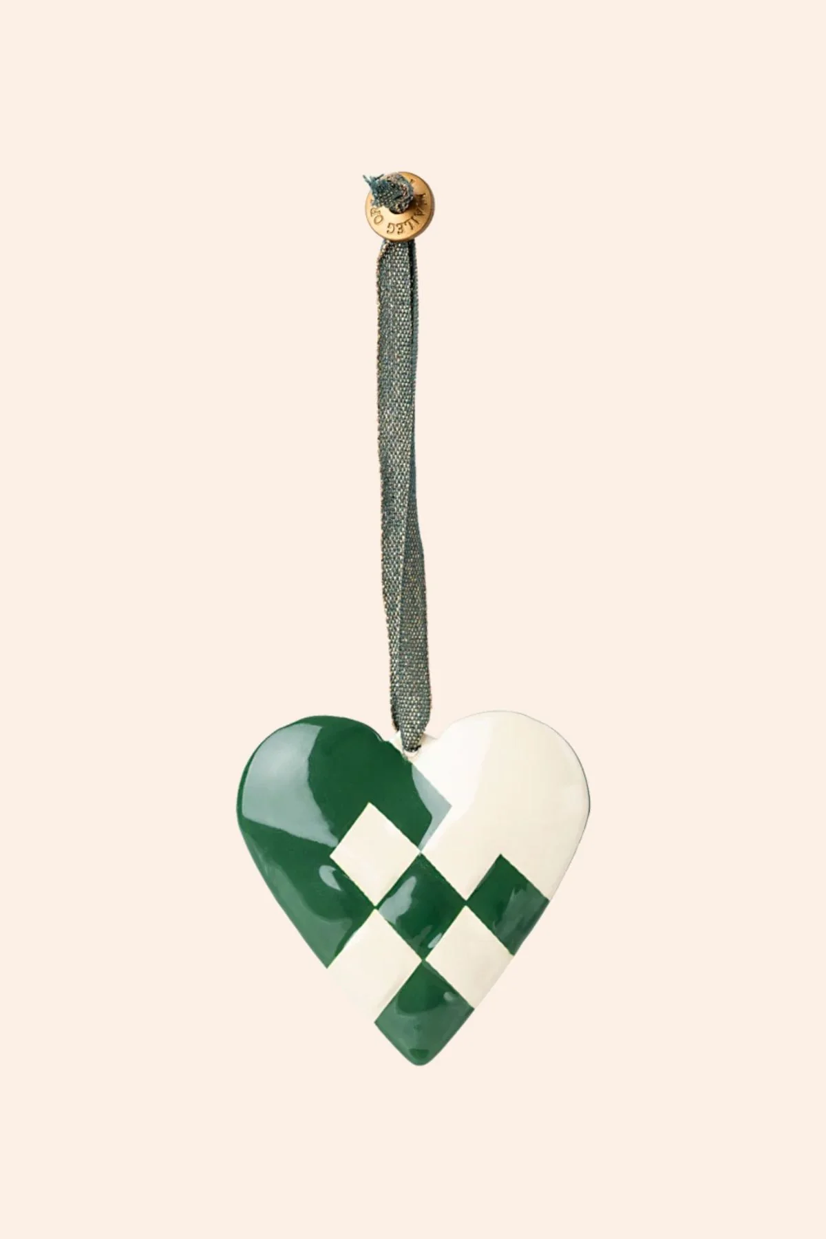 Maileg - Metal Ornament - Braided Heart - Dark Green
