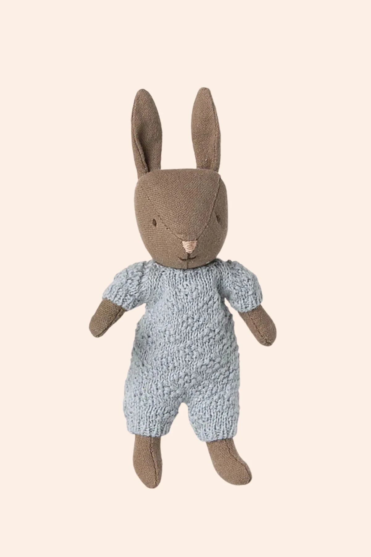 Maileg - Rabbit - Micro - Brown - Blue - Knitted Suit