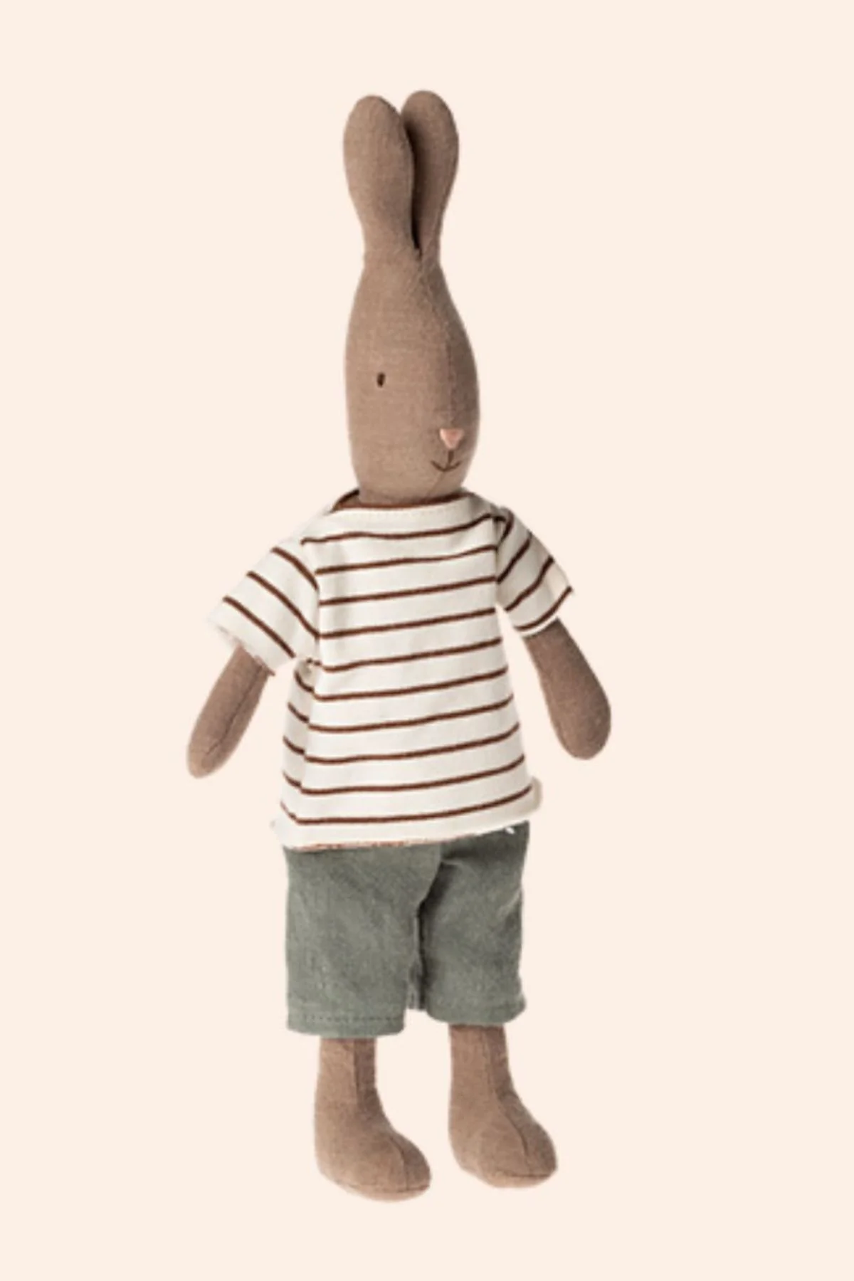 Maileg - Rabbit Size 2 - Brown Striped Blouse and Pants