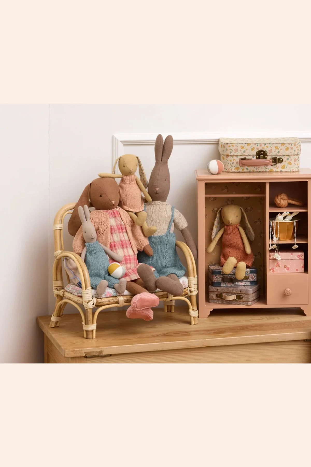 Maileg - Rabbit, Size 3 - Brown - Knitted shirt and overall - Image 2