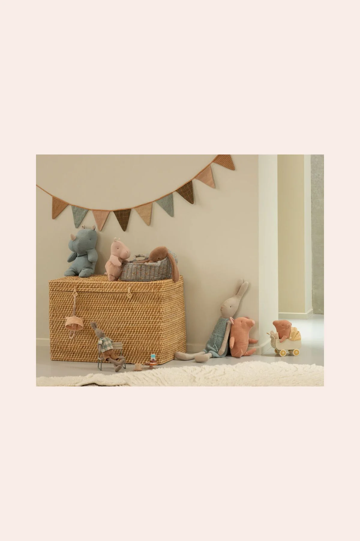Maileg - Safari Friends - Small Hippo with Skirt - Soft Rose - Image 2