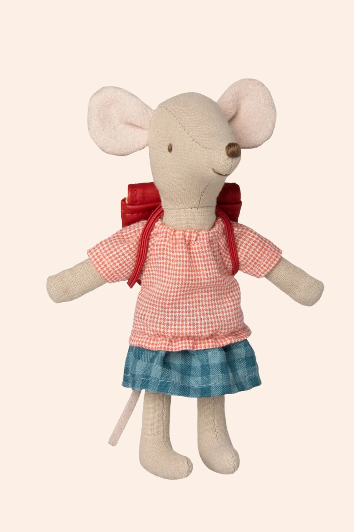 Maileg - Big Sister Tricycle Mouse - Red with bag