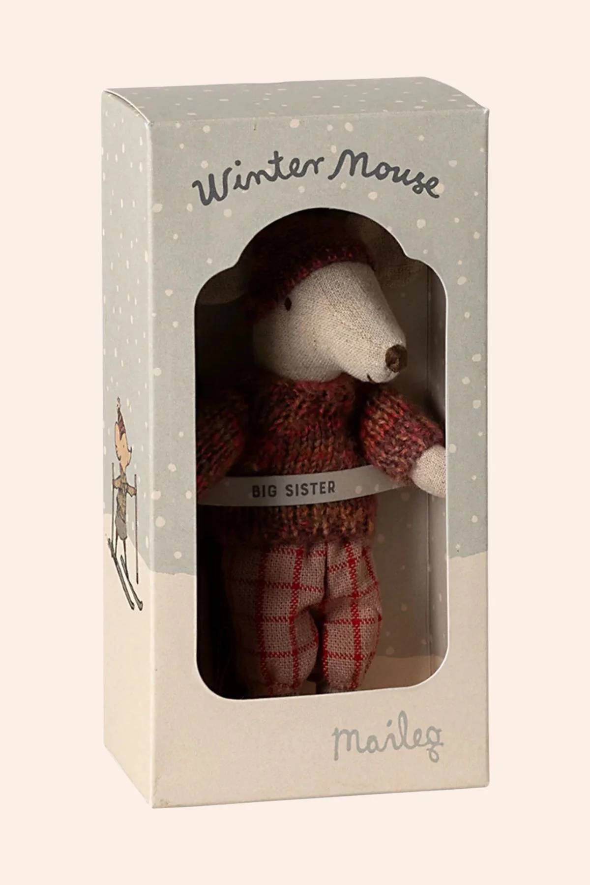 Maileg - Winter Mouse With Ski Set - Big Sister - Rose - Image 3
