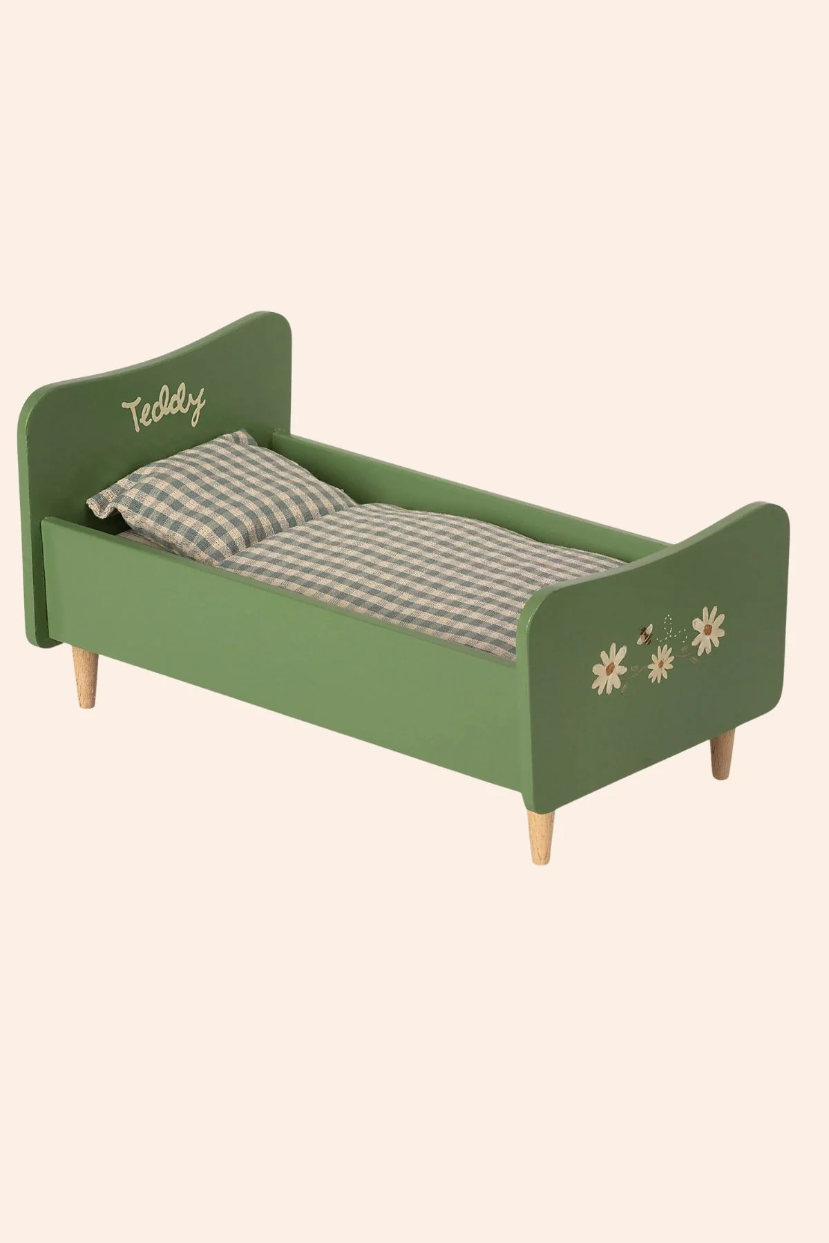 Maileg - Wooden Bed - Teddy Dad - Dusty Green - Image 3