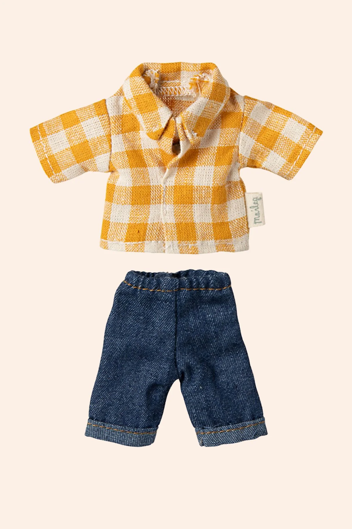 Maileg - Dad Mouse - Yellow Checked Shirt and Pants