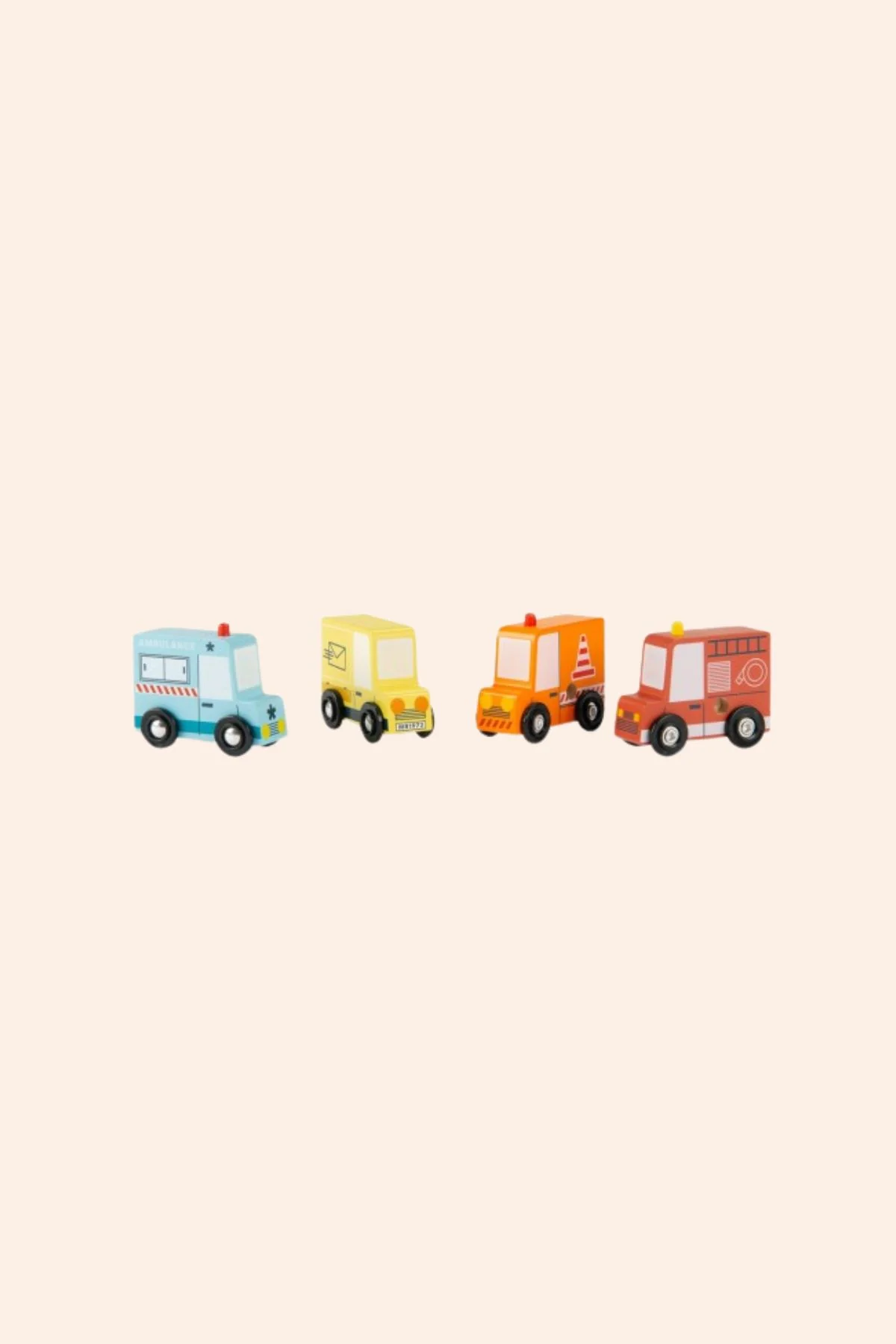 Moulin Roty - Set of 4 wooden Trucks Avenue du Moulin - Image 2