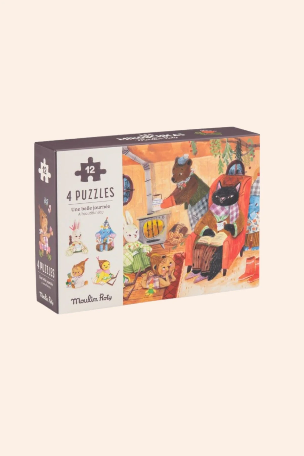 Moulin Roty - 4 Mini Puzzles  - A perfect day - Les Minouchkas