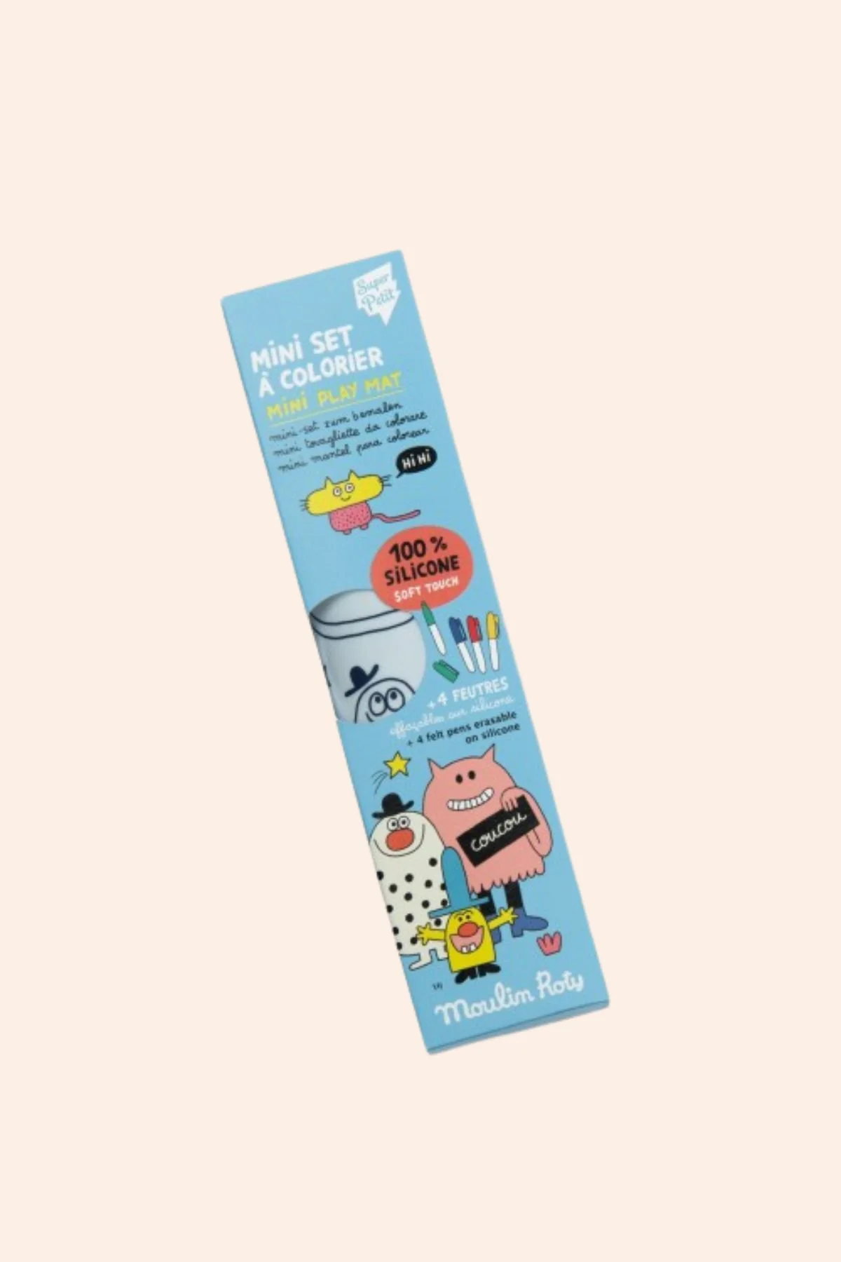 Moulin Roty - Les Schmouks Mini Silicone Colouring mat + 4 pens