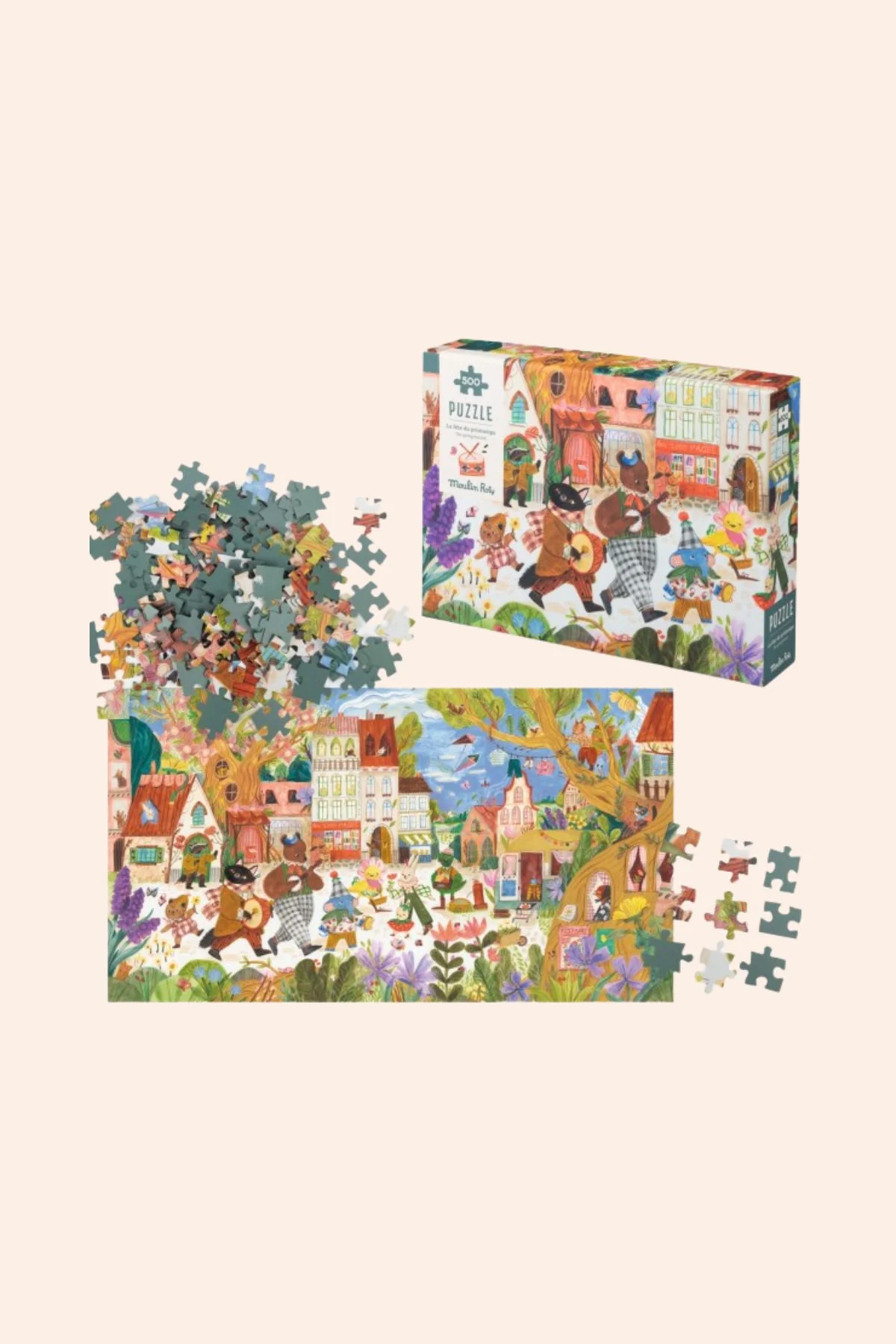 Moulin Roty - Puzzle - 500 Pieces - The Spring Festival- Les Minouchkas