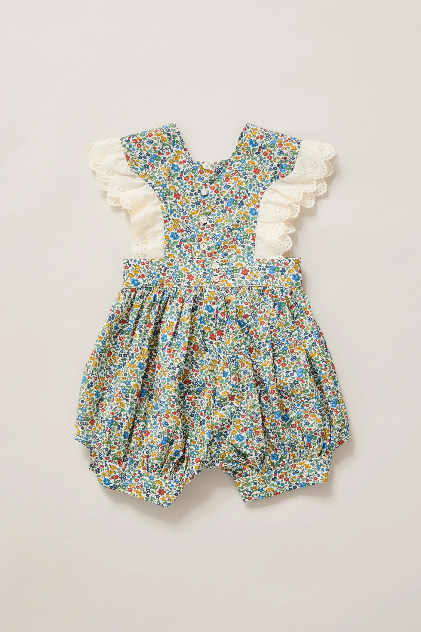 Baby Muffin Romper in Mustard Bluebell Liberty Print - Image 2