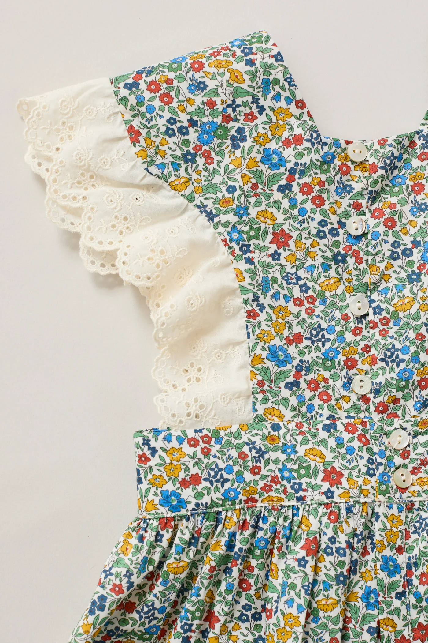Baby Muffin Romper in Mustard Bluebell Liberty Print - Image 6