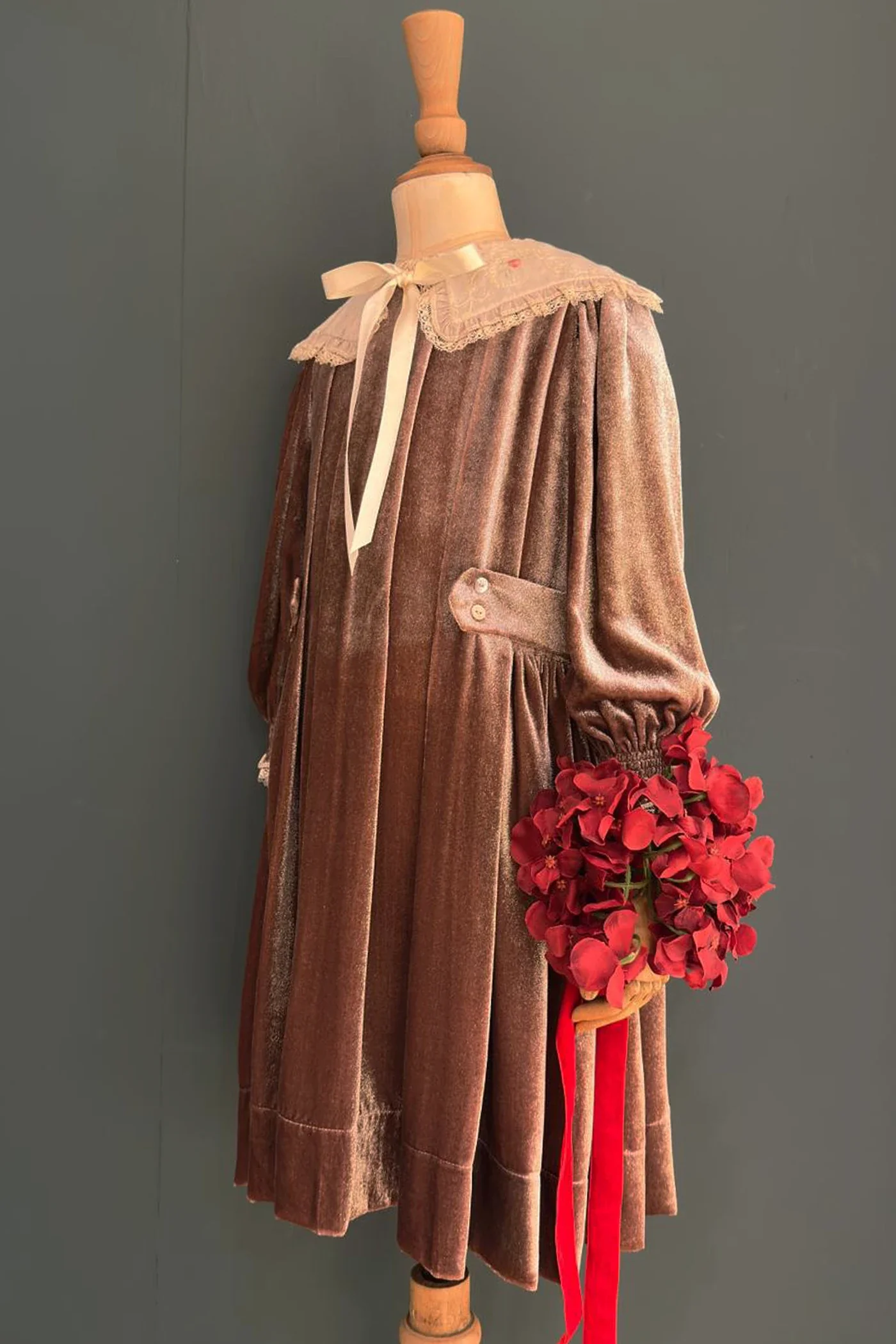 Piano Dress - Pink Velvet - Image 4