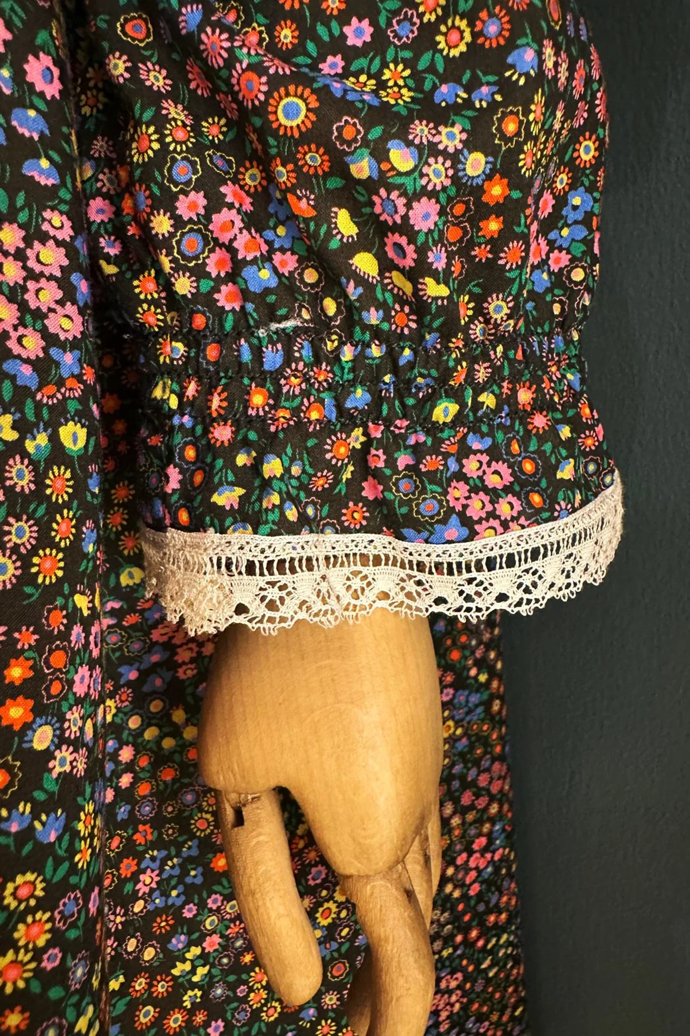 Pleated Dress Dark Floral Liberty - Image 4