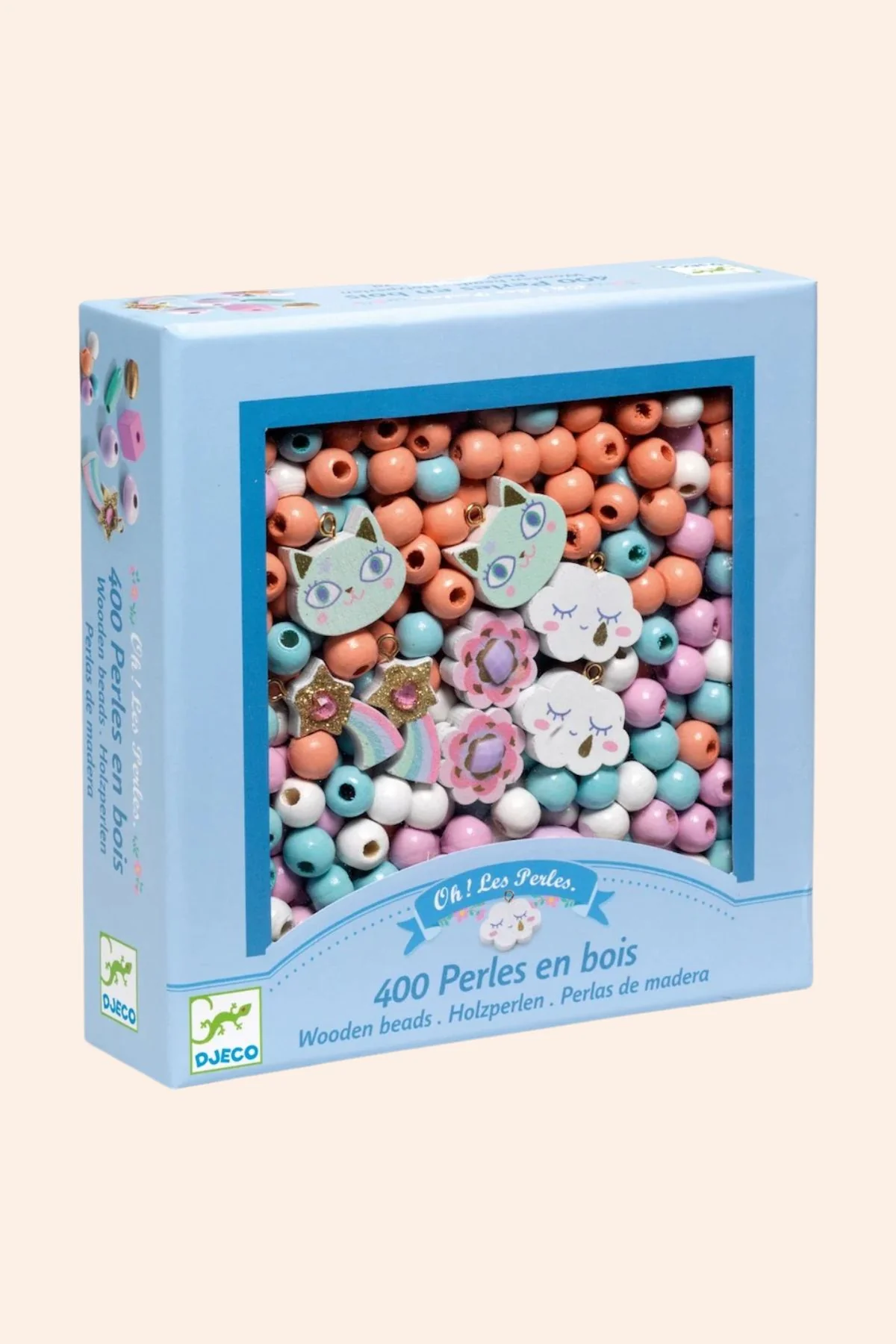 Djeco - 400 Wooden Beads - Rainbow