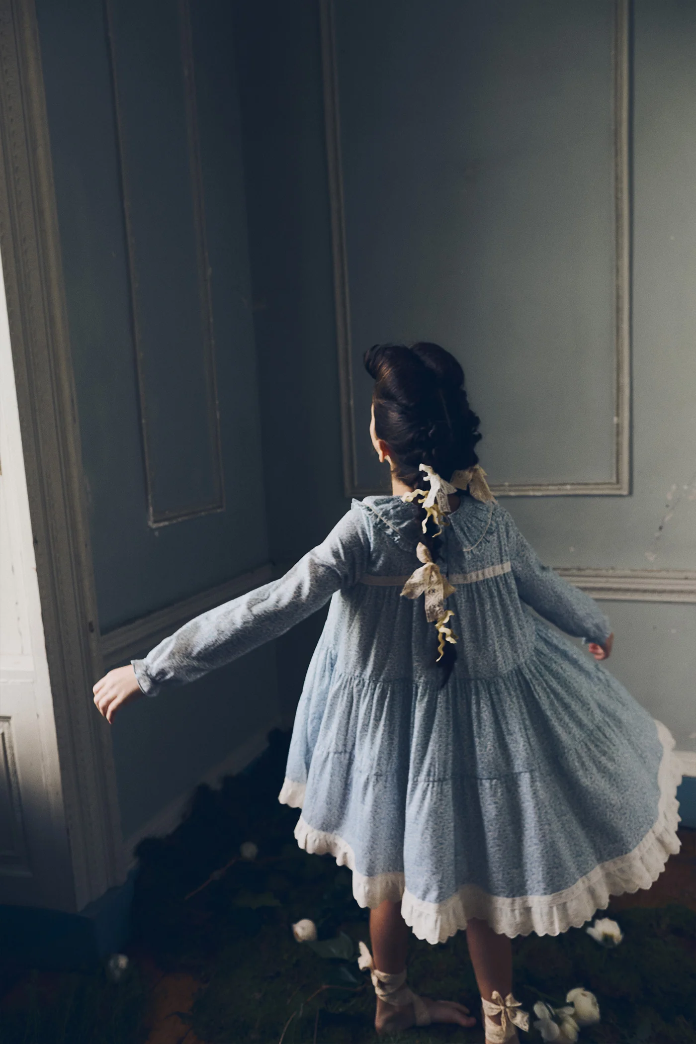 Raspberry Dress in Blue Flower - Image 13