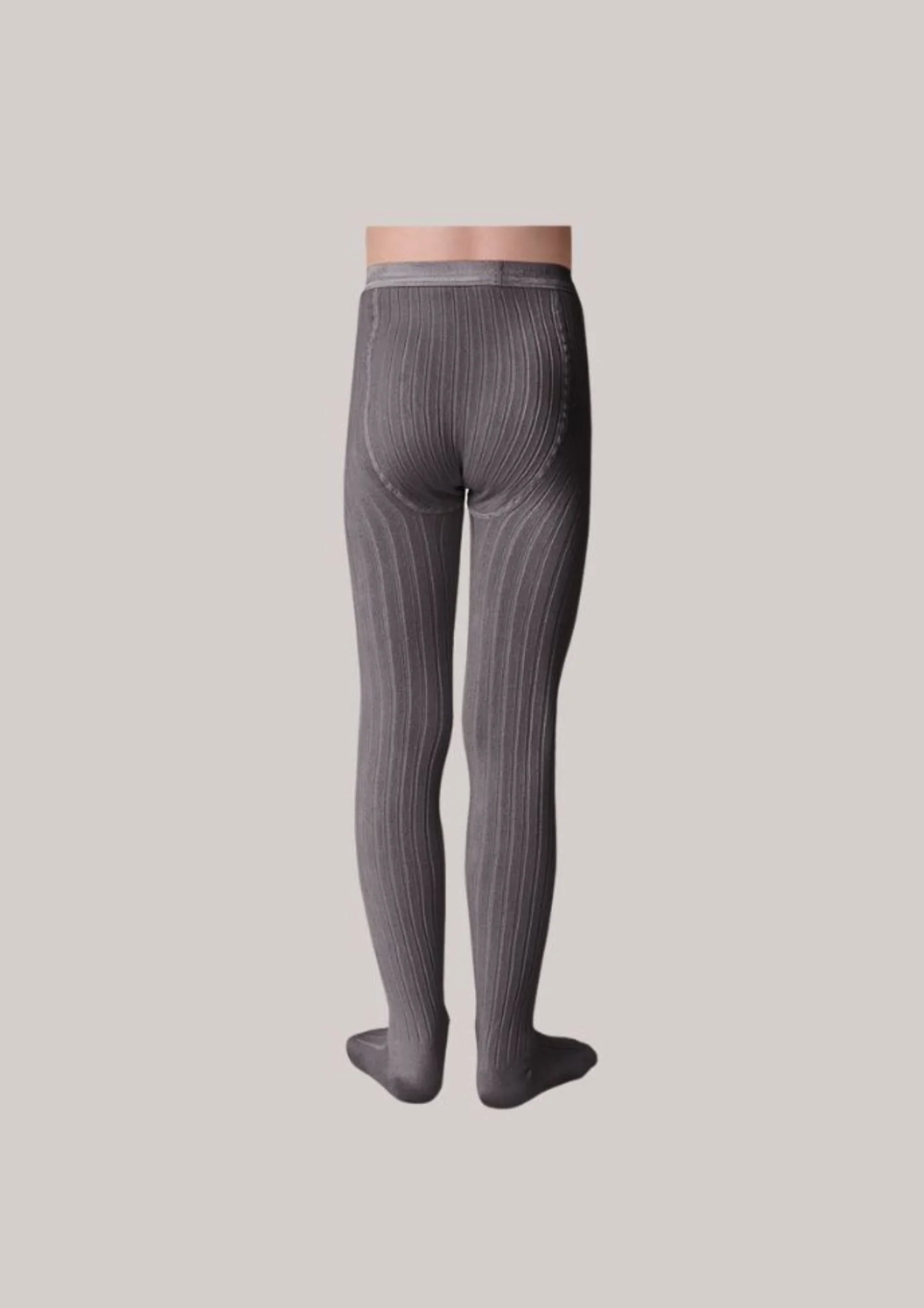 Collegièn X Strawberries & Cream - Louise Ribbed Tights - Mémoire d Éléphant - Image 3